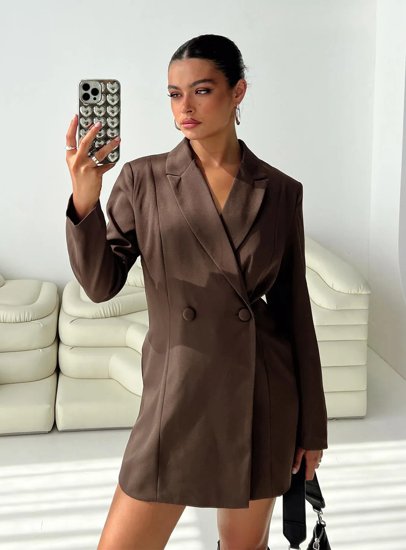 Simu Blazer Mini Dress Chocolate