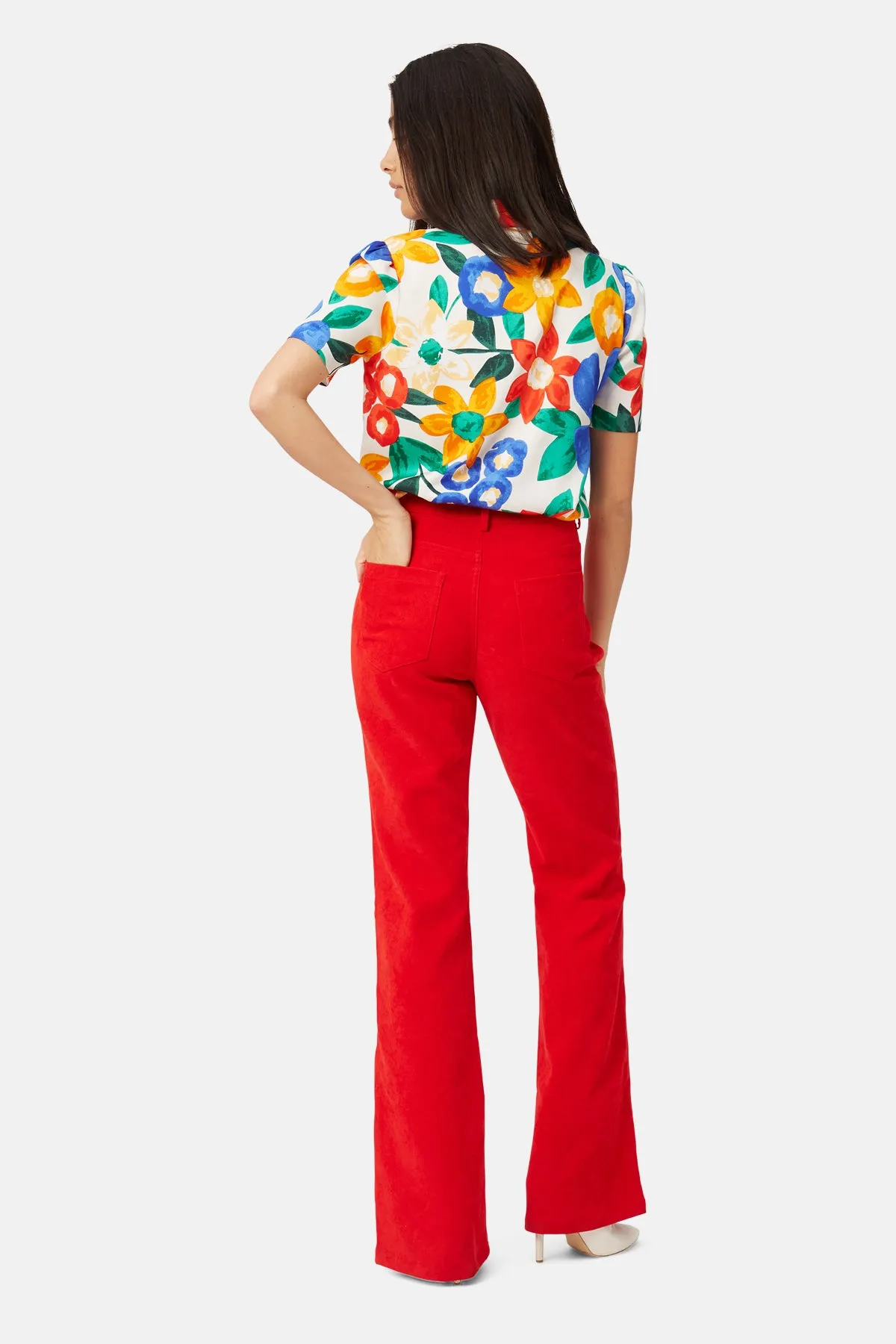 Solitude and Silence Flare Trousers in Red