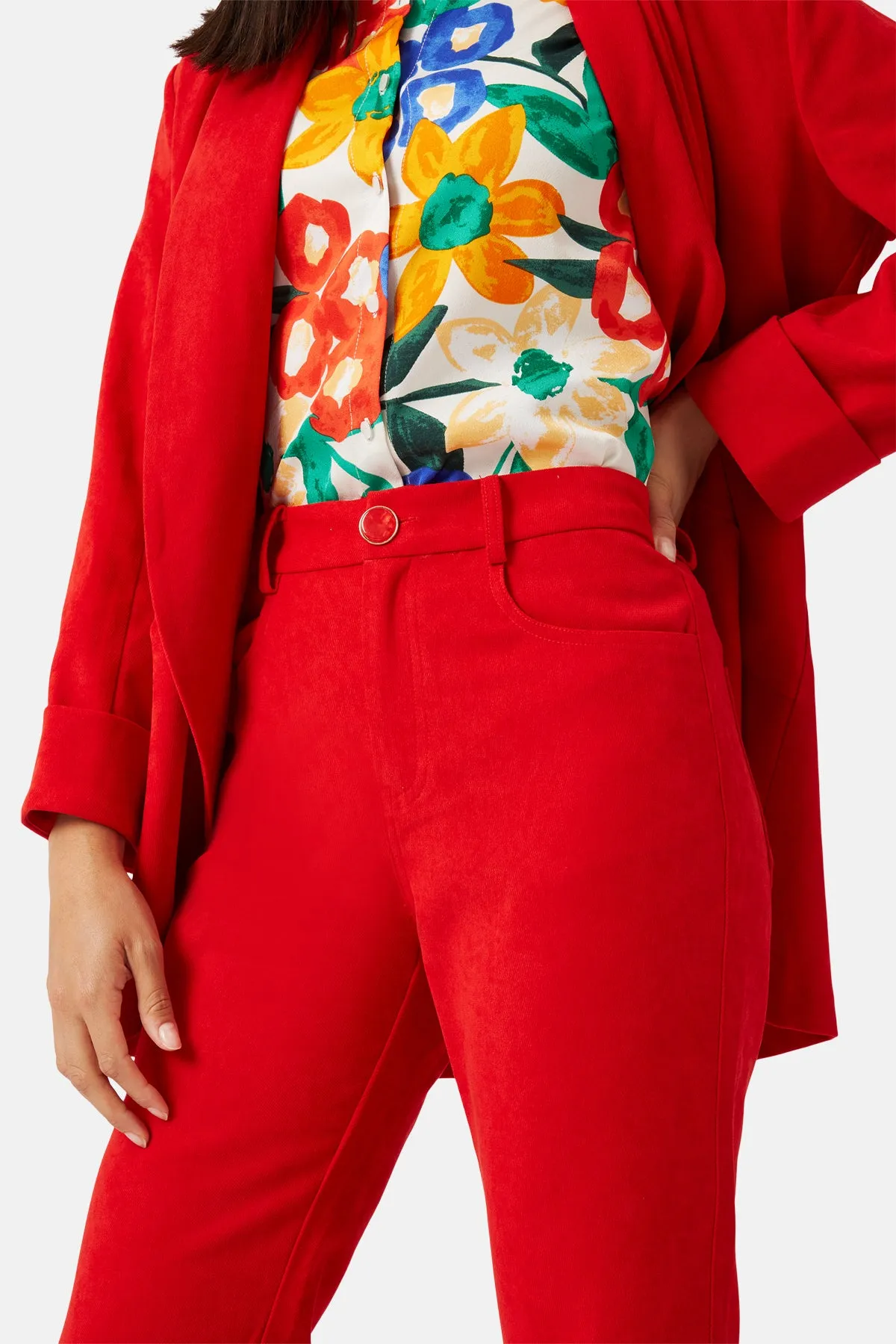 Solitude and Silence Flare Trousers in Red
