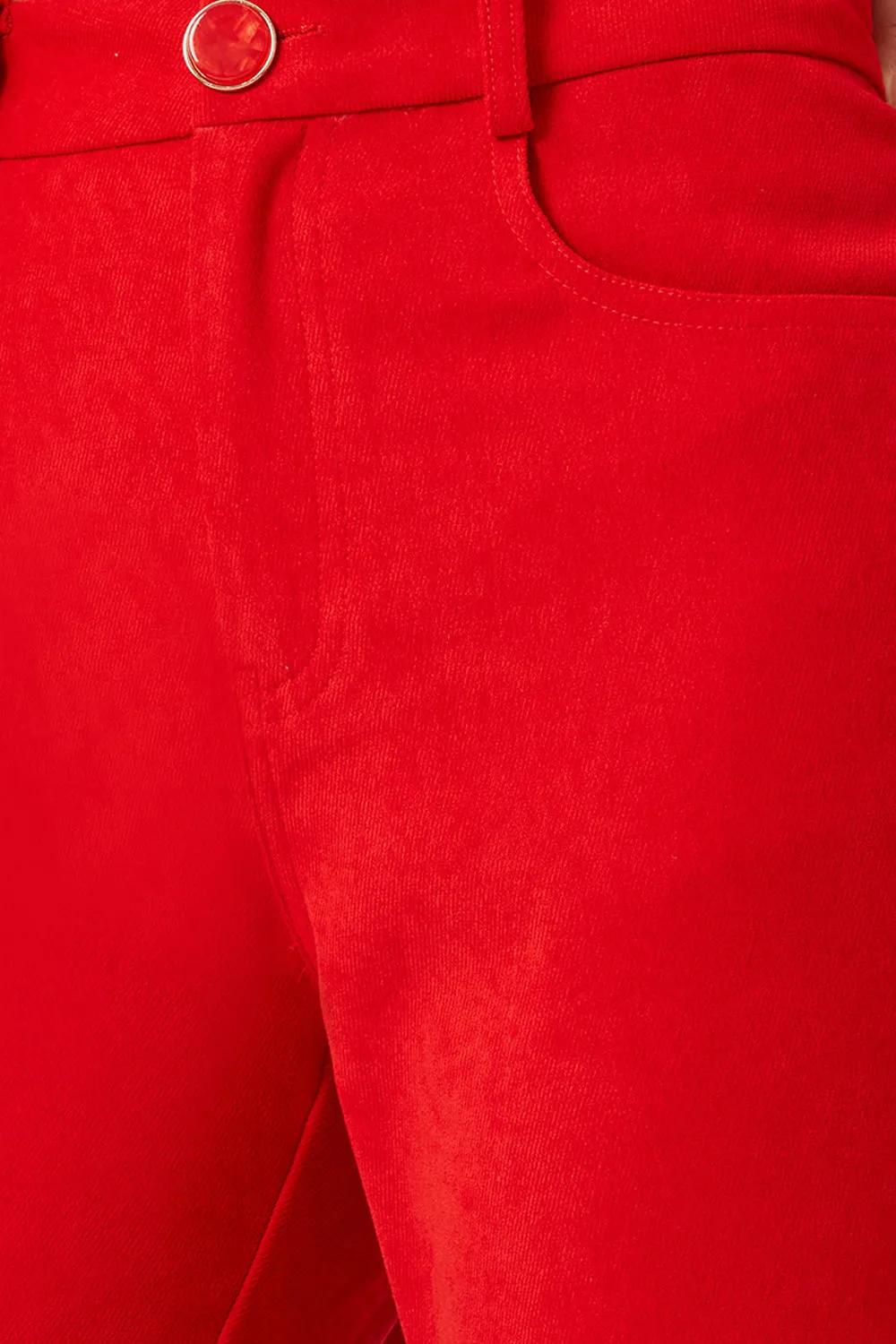 Solitude and Silence Flare Trousers in Red