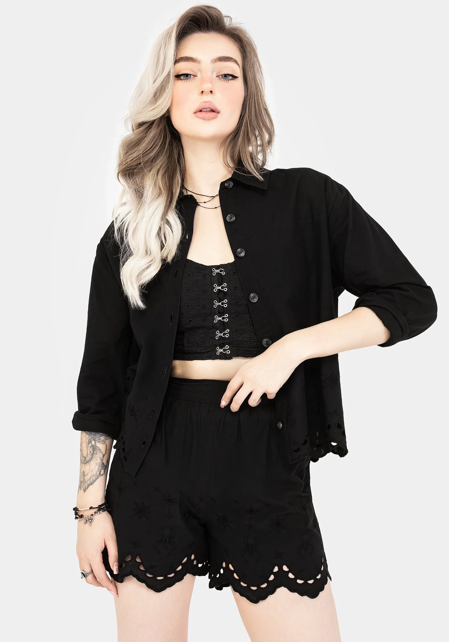 Synthweb Cotton Broderie Hem Shorts