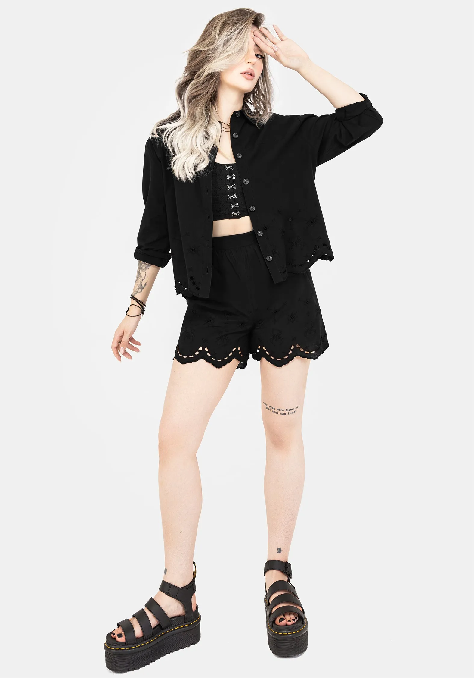 Synthweb Cotton Broderie Hem Shorts