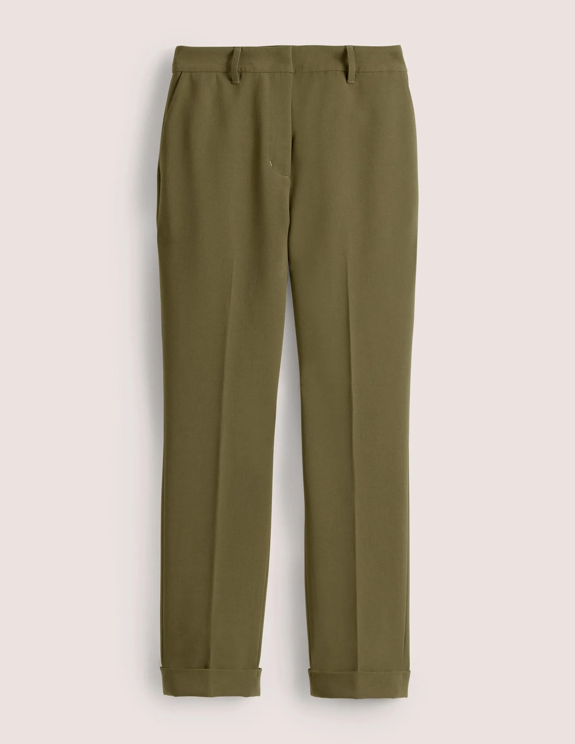Tailored Turn Up Trousers-Basil Green