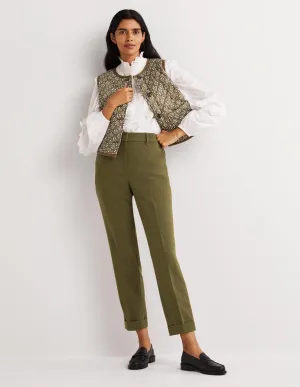 Tailored Turn Up Trousers-Basil Green