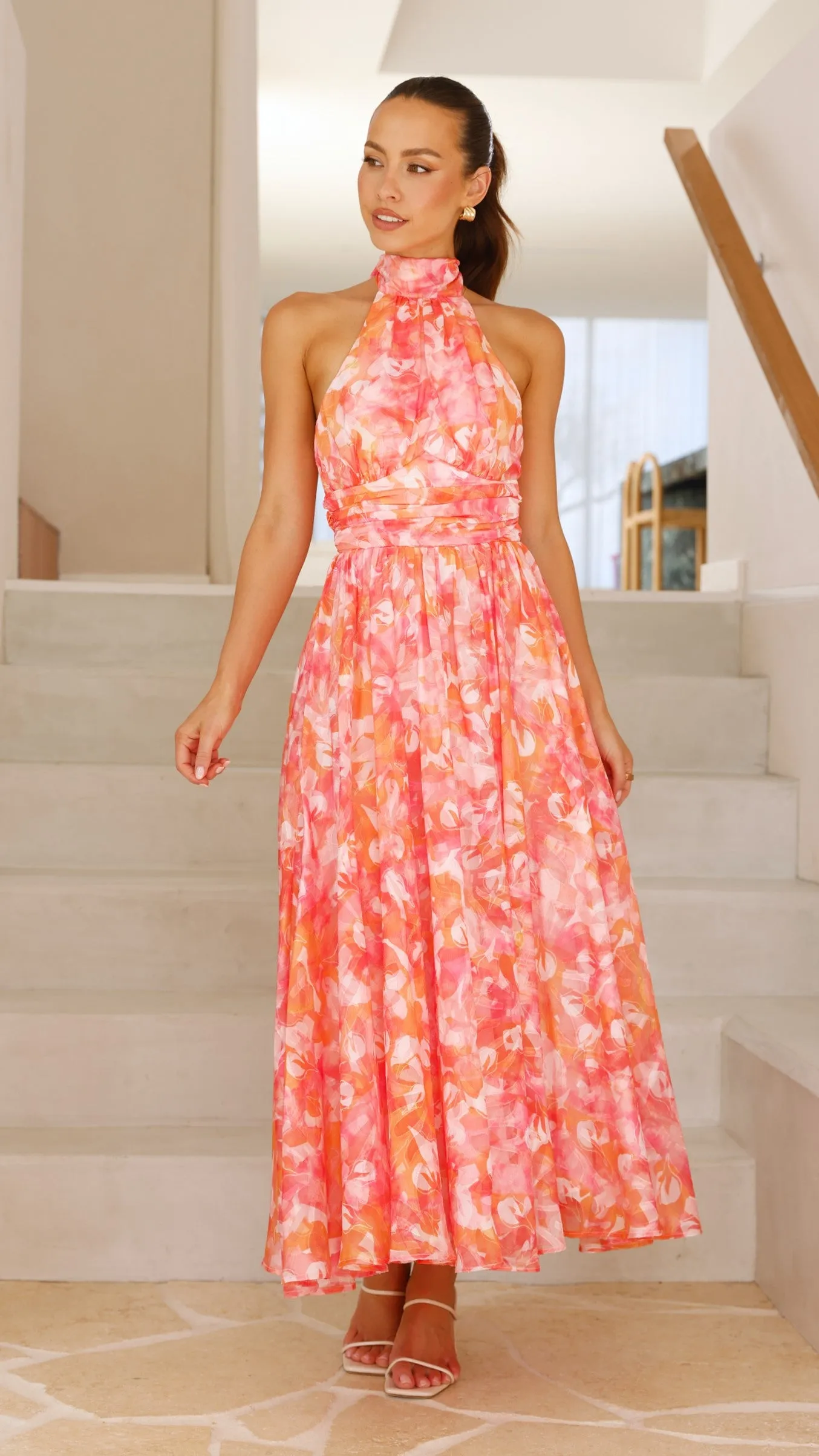 Taipa Maxi Dress - Pink / Orange Floral