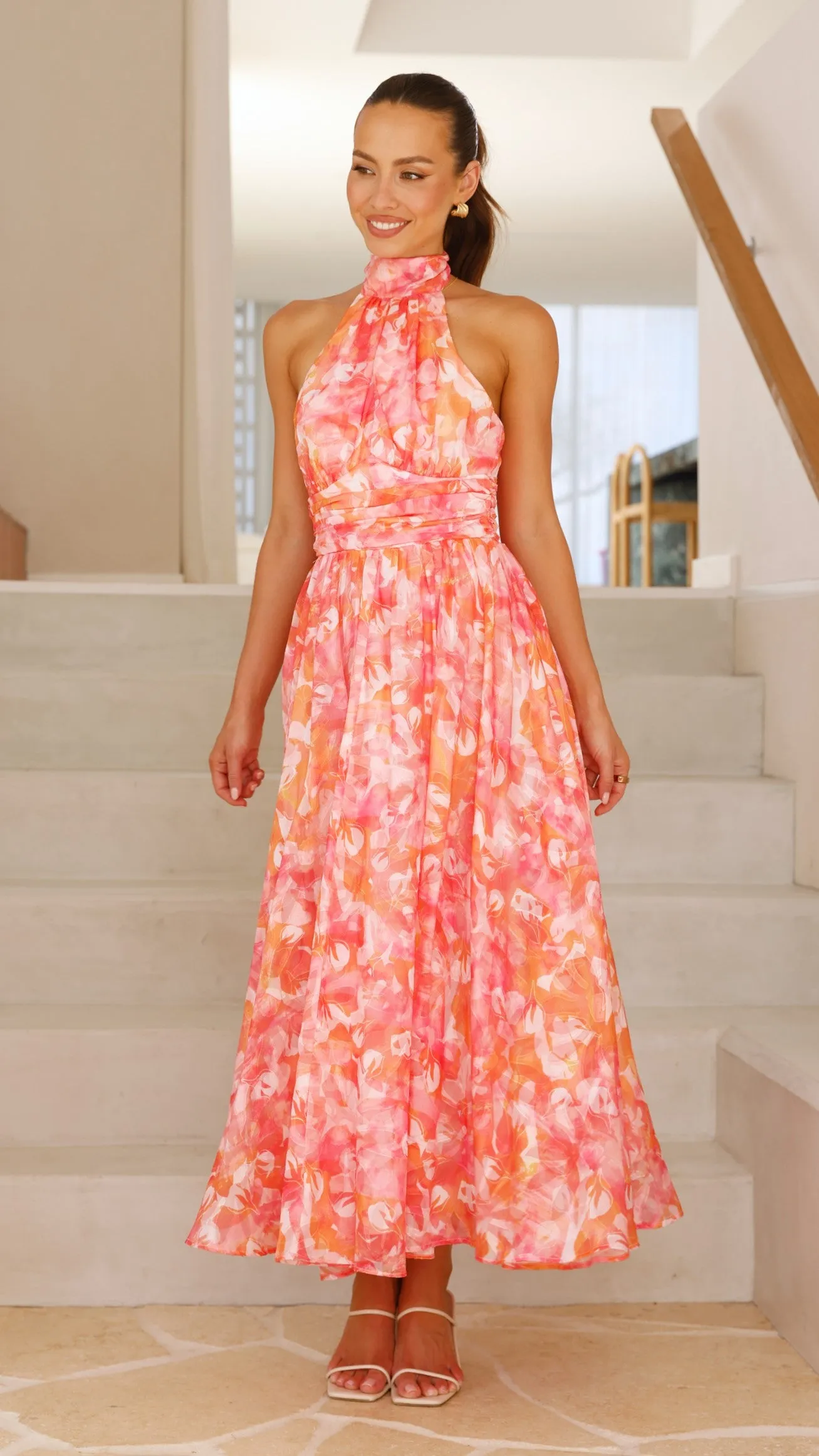 Taipa Maxi Dress - Pink / Orange Floral