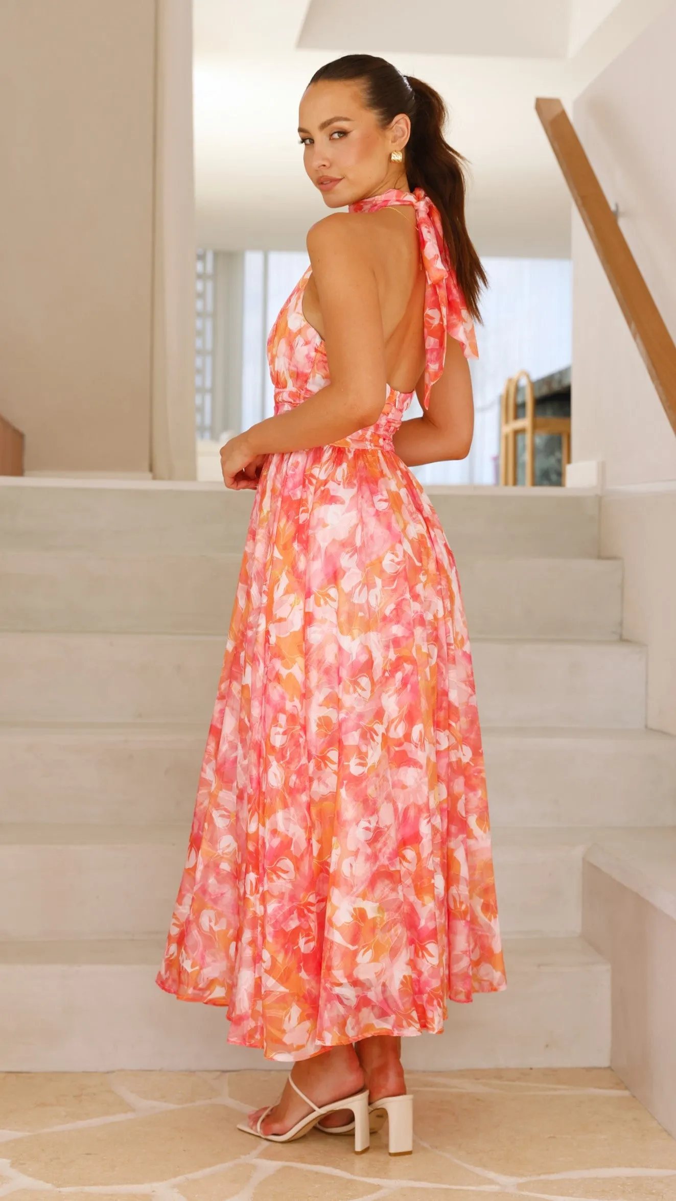 Taipa Maxi Dress - Pink / Orange Floral