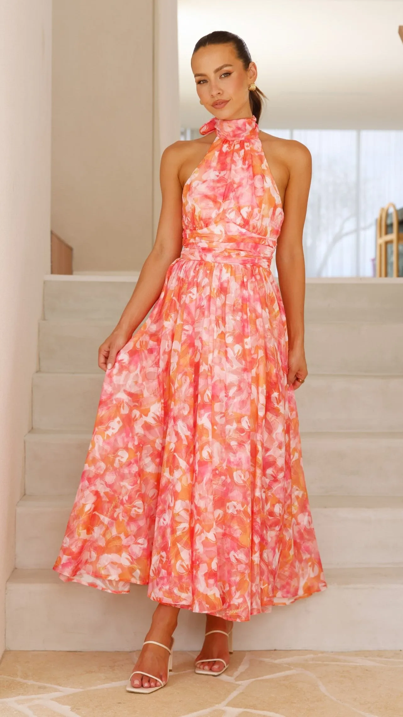 Taipa Maxi Dress - Pink / Orange Floral