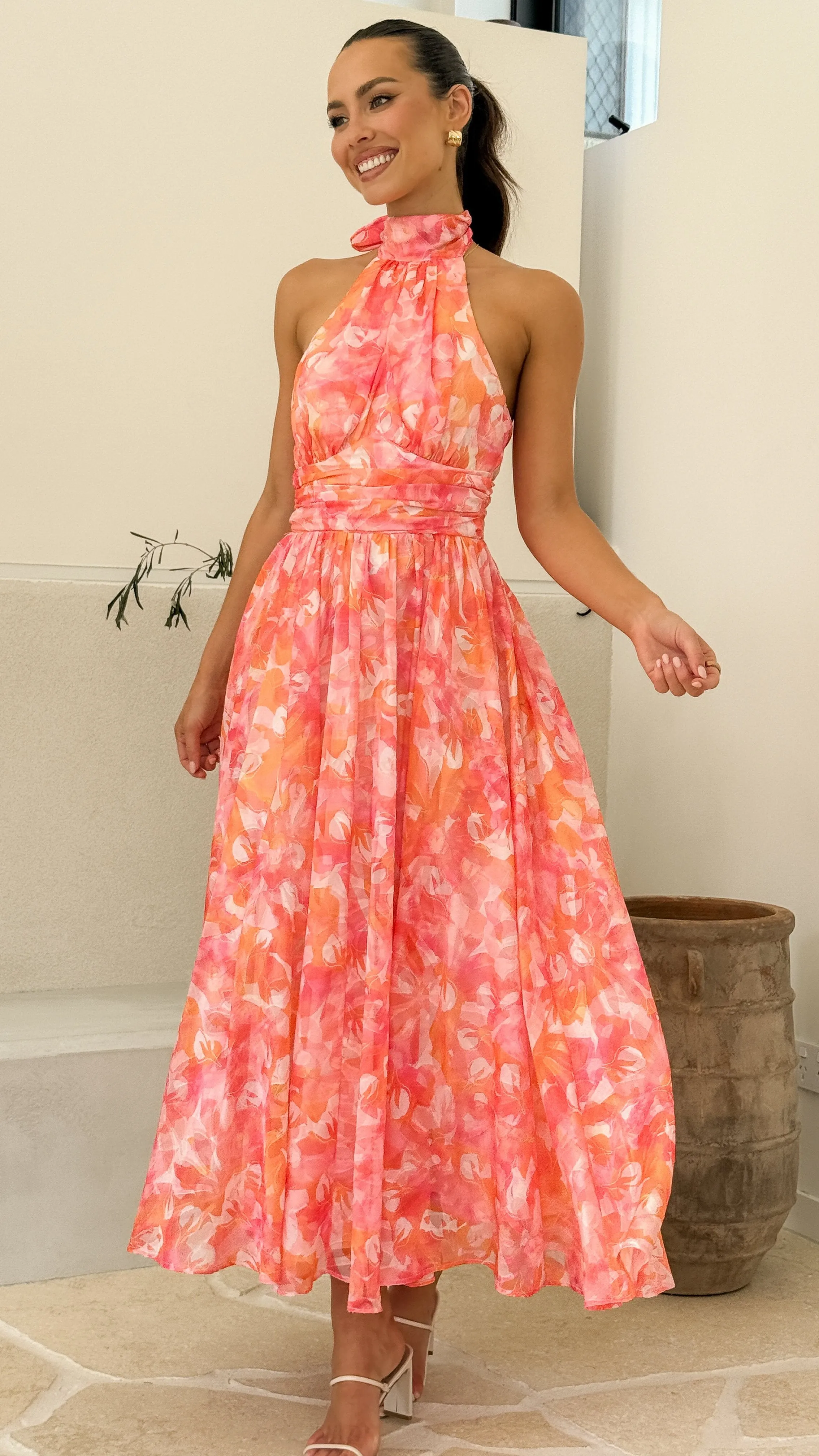 Taipa Maxi Dress - Pink / Orange Floral