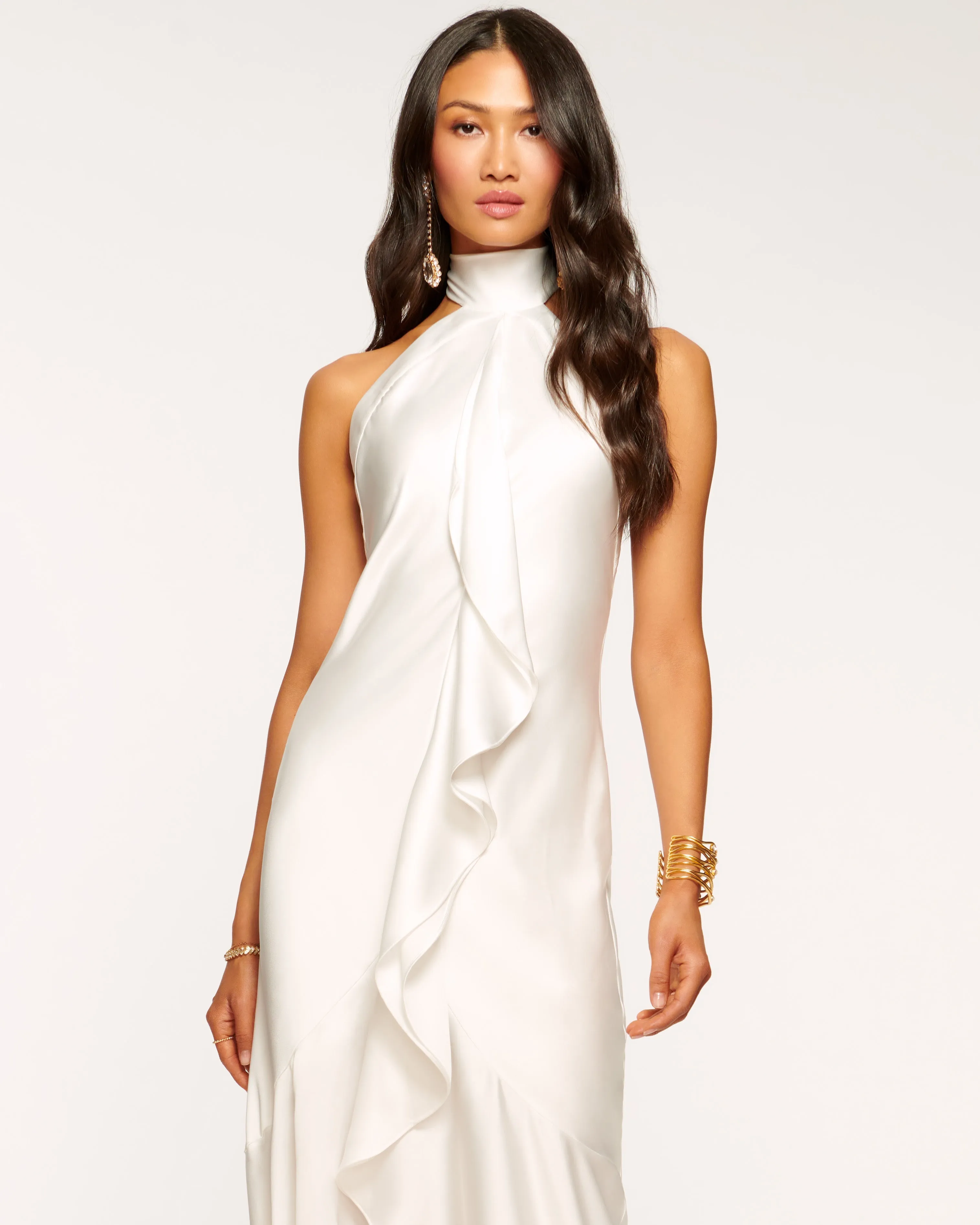 Tera Ruffled Halter Gown