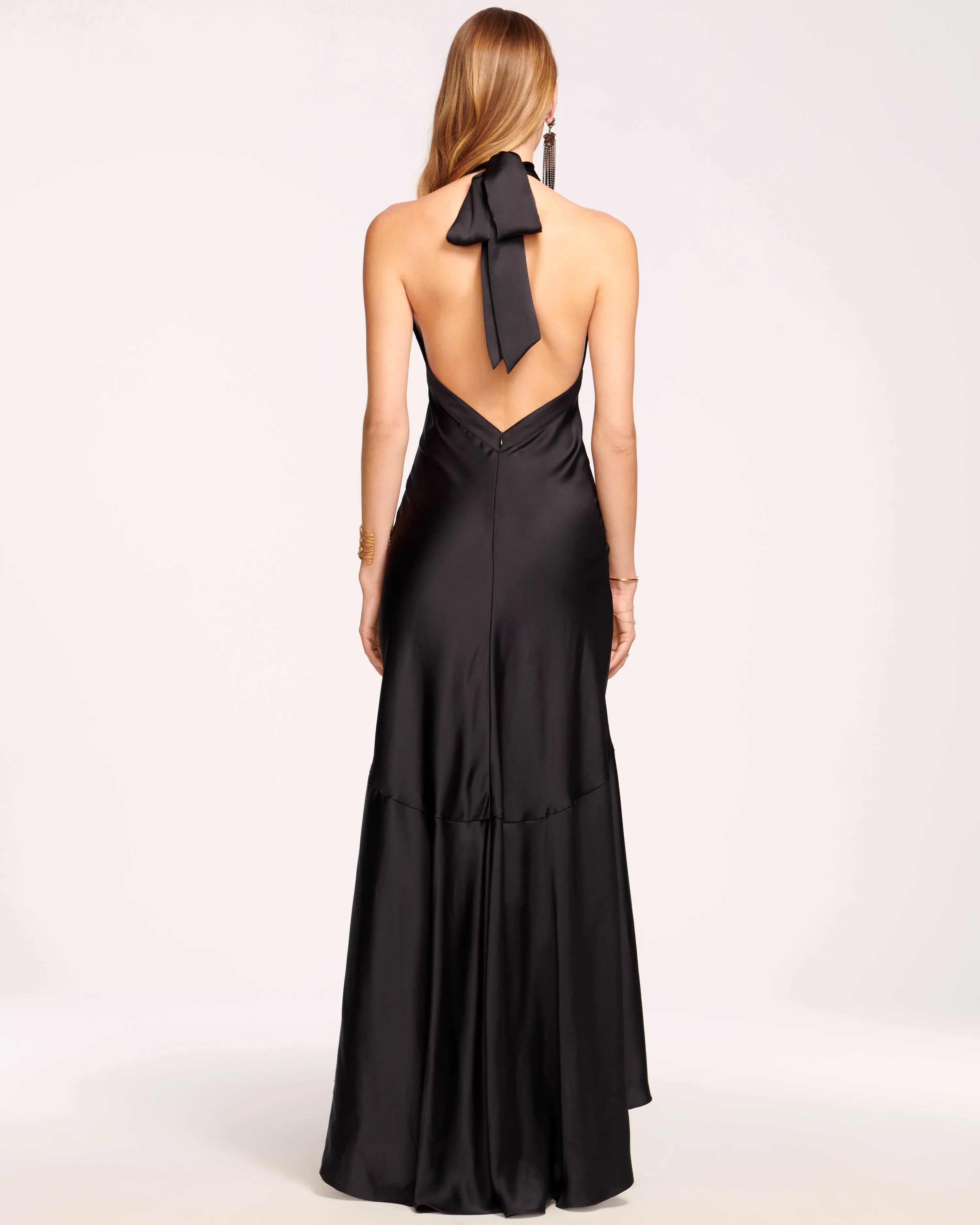 Tera Ruffled Halter Gown