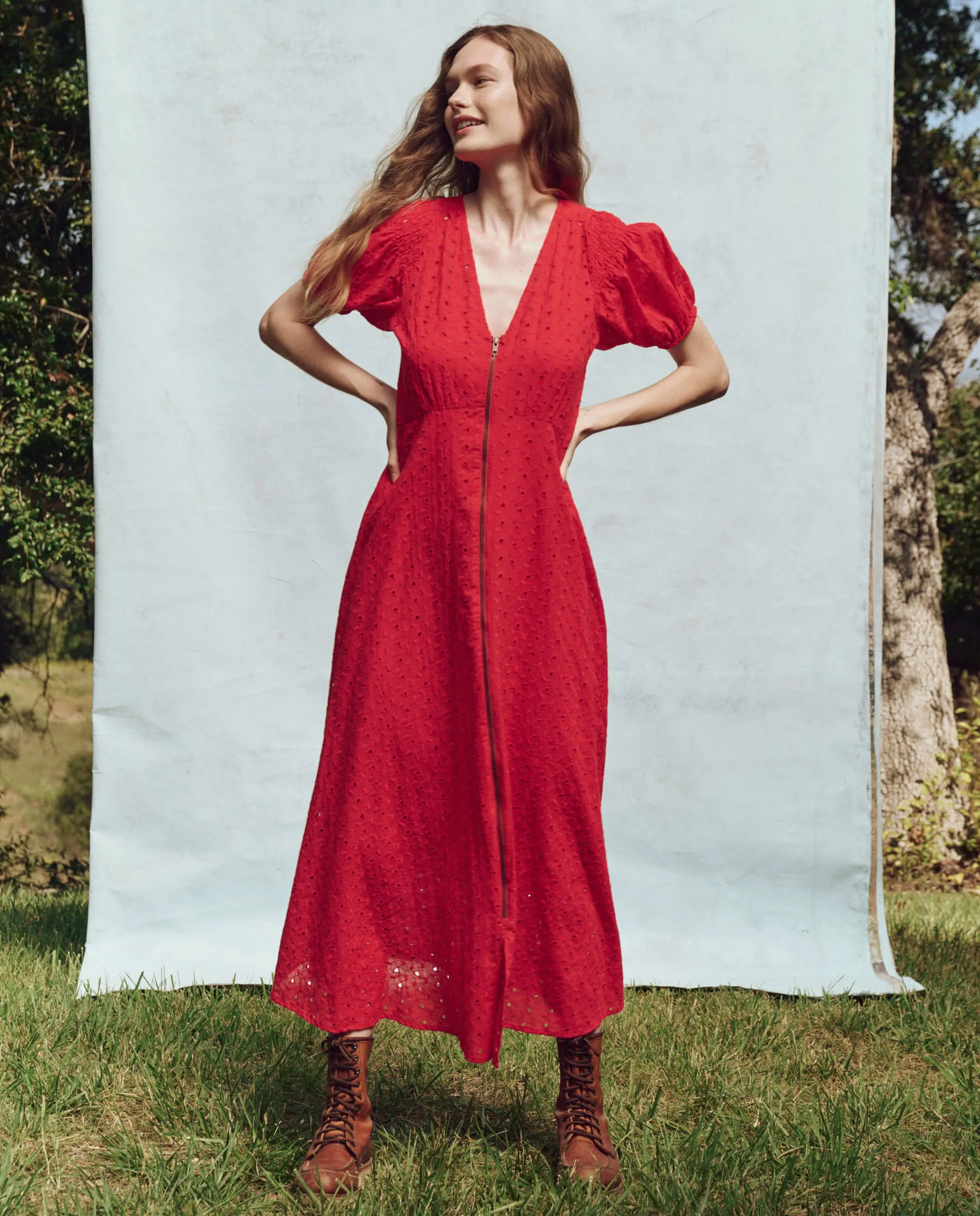 The Veranda Dress. -- Red Rose
