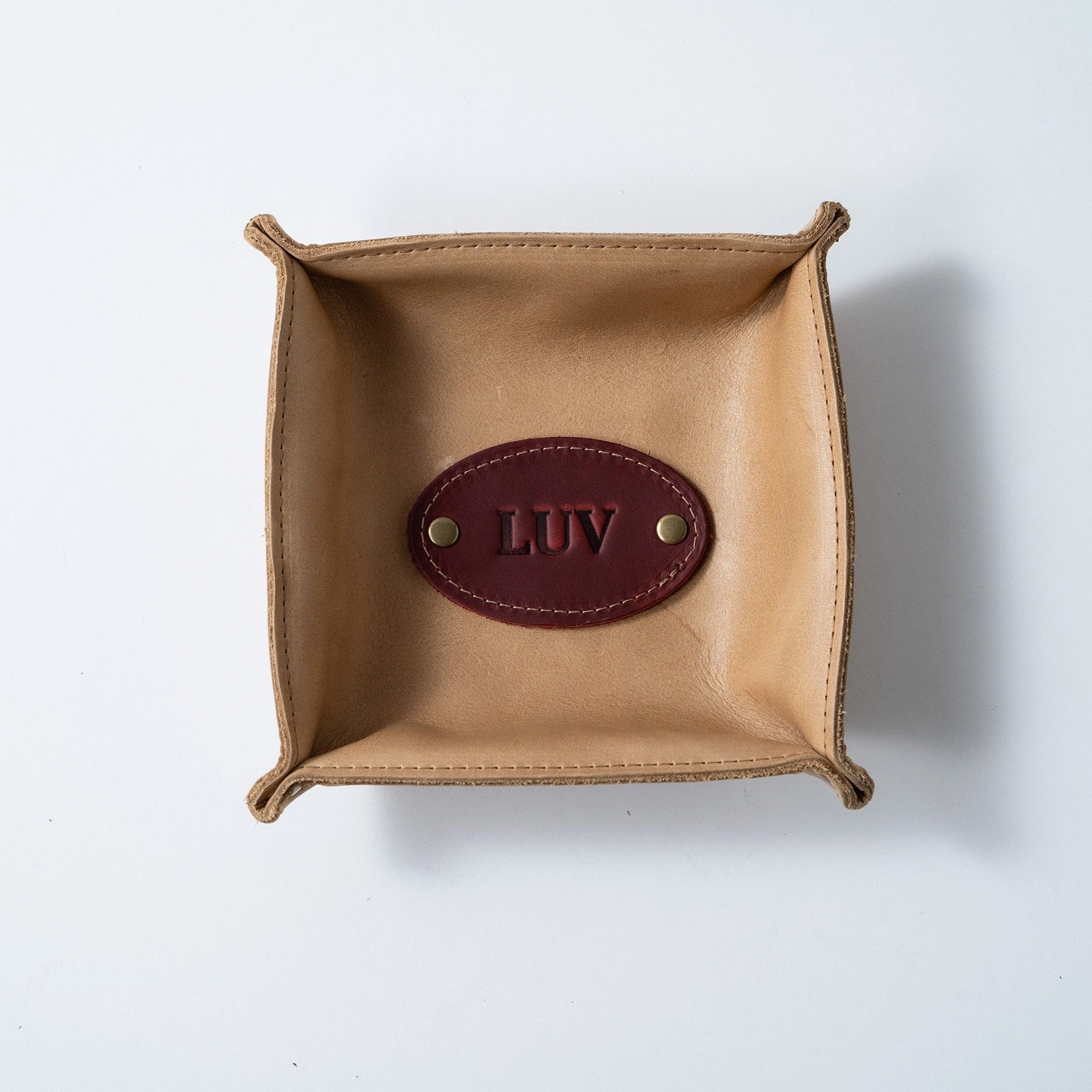 The Monticello Fine Leather Personalized Desk Valet Caddy Tray for Dresser or Office Gift