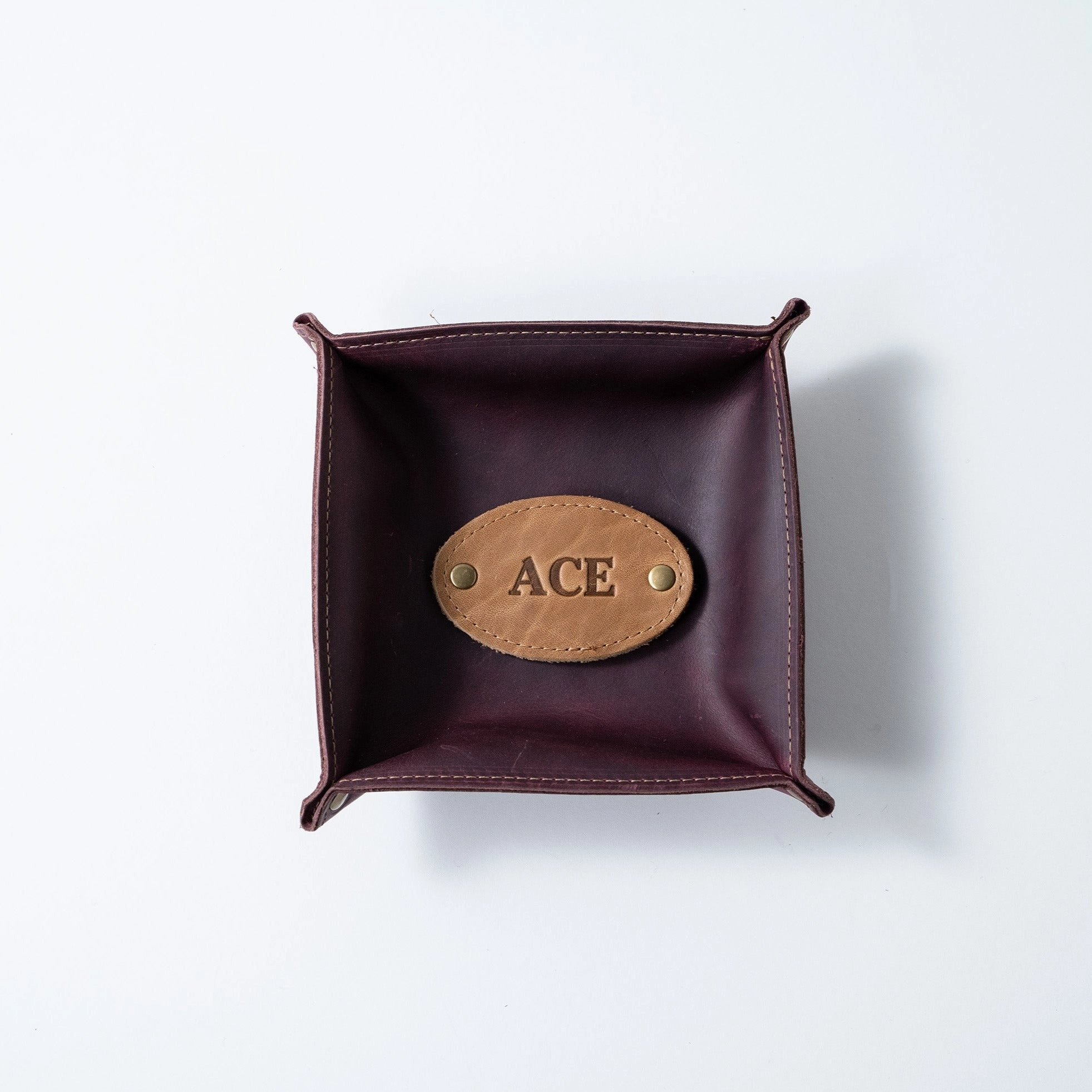 The Monticello Fine Leather Personalized Desk Valet Caddy Tray for Dresser or Office Gift