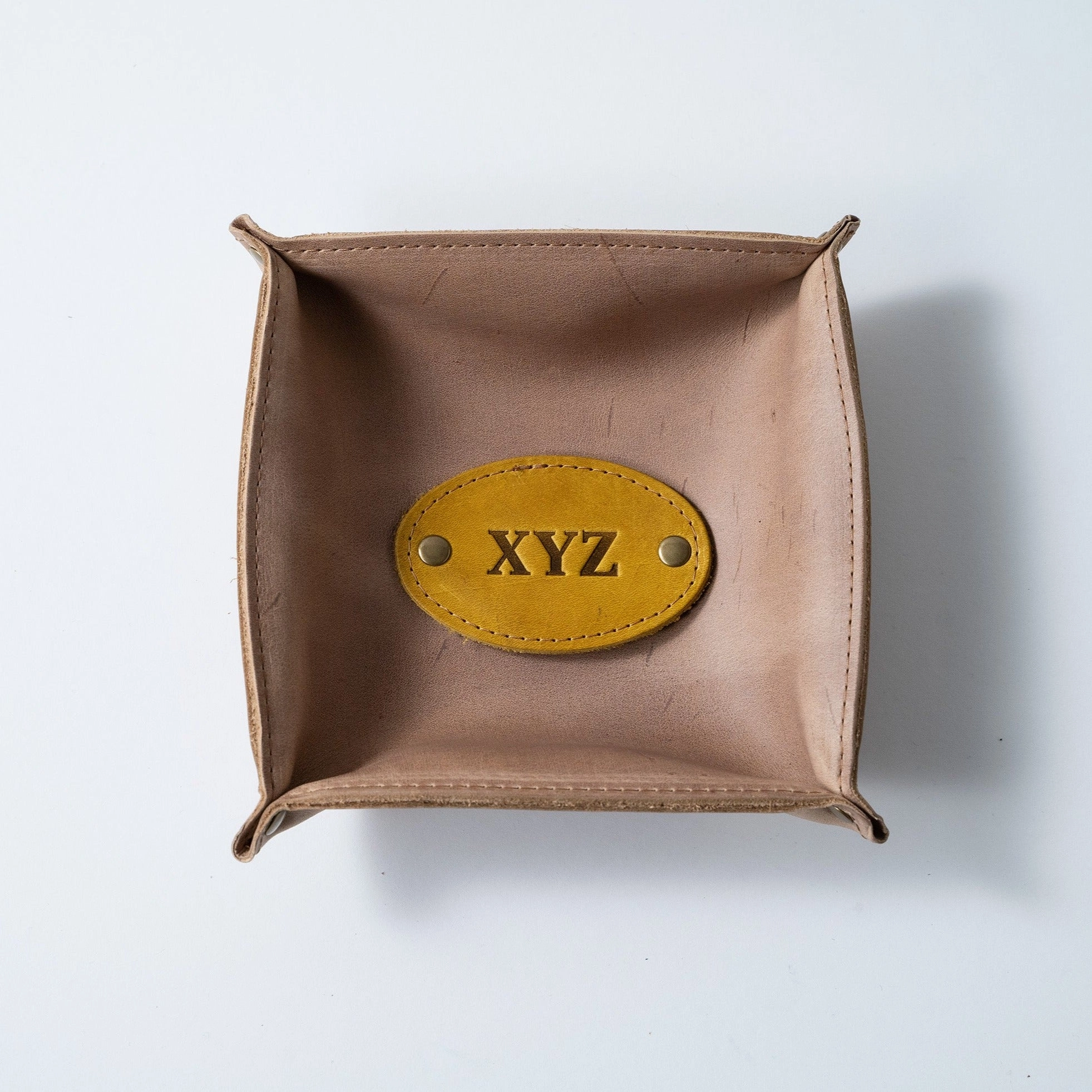 The Monticello Fine Leather Personalized Desk Valet Caddy Tray for Dresser or Office Gift