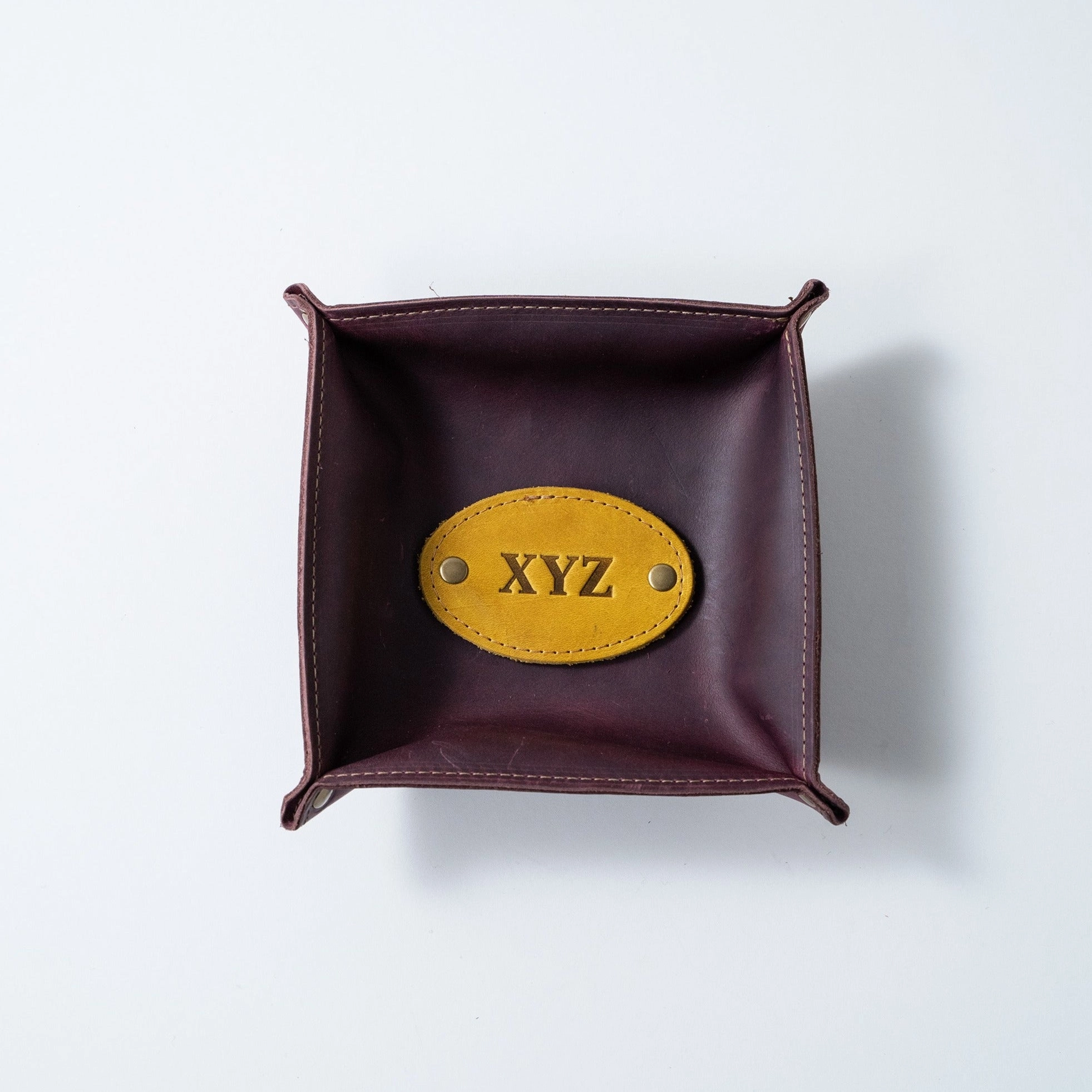 The Monticello Fine Leather Personalized Desk Valet Caddy Tray for Dresser or Office Gift