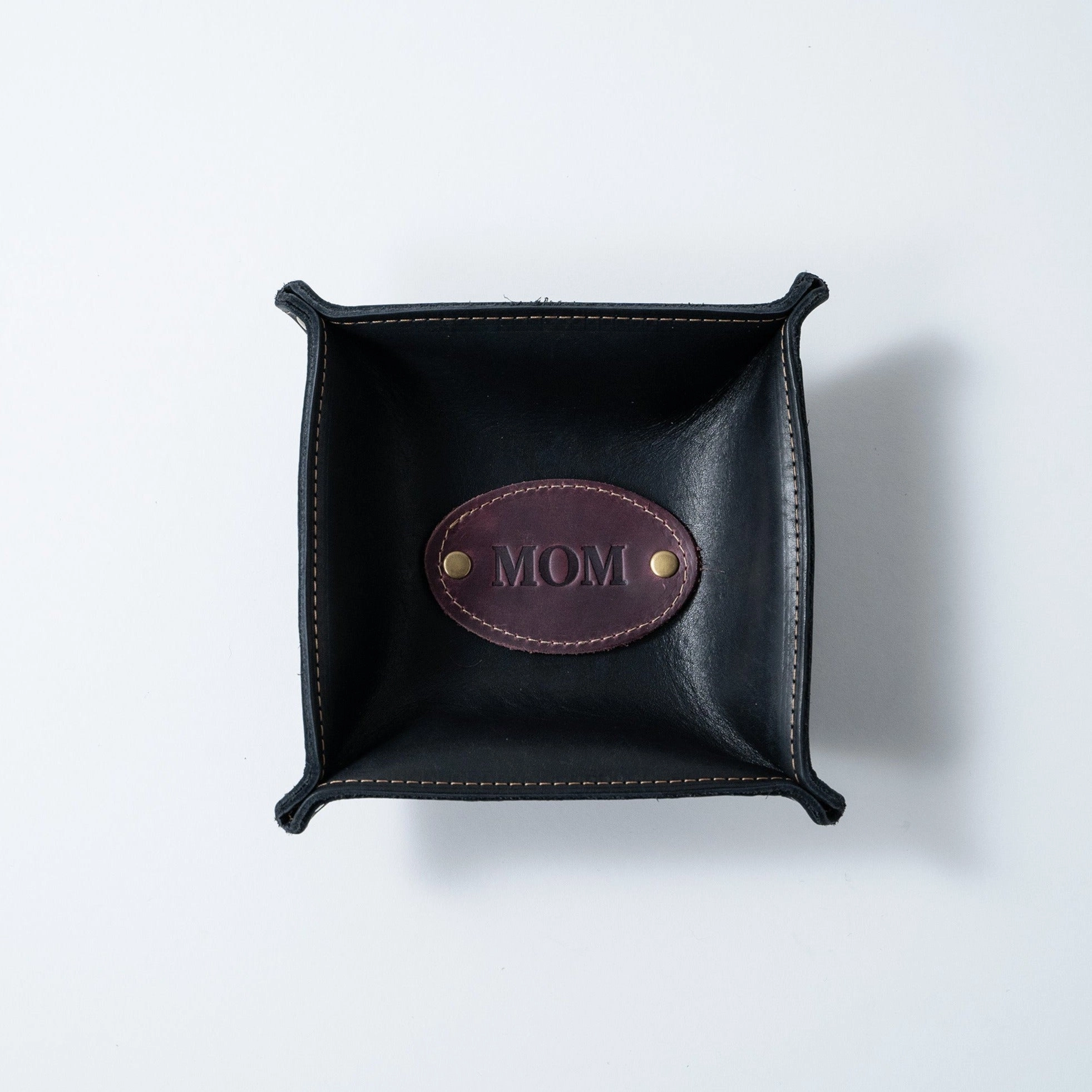 The Monticello Fine Leather Personalized Desk Valet Caddy Tray for Dresser or Office Gift