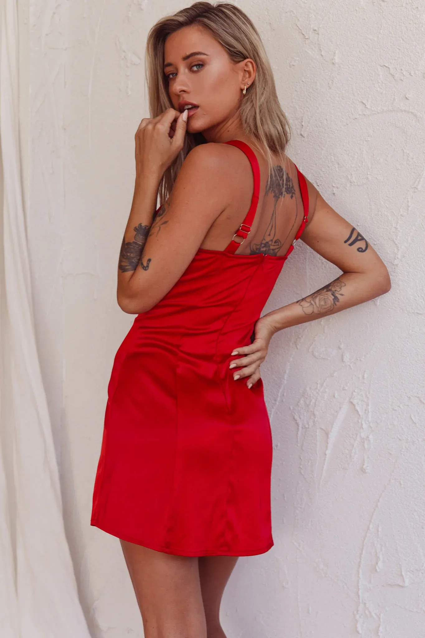 Ti Amo Lace Bust Mini Dress Red