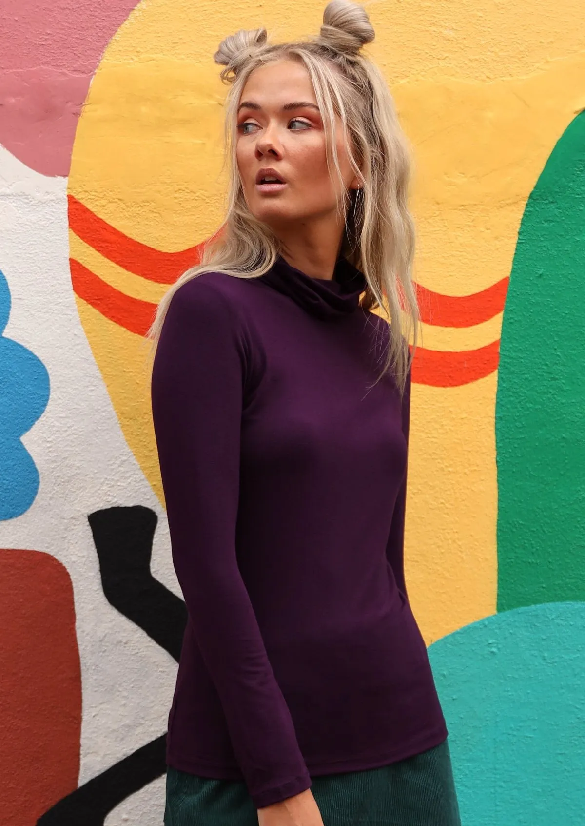 Turtleneck Top Dark Purple