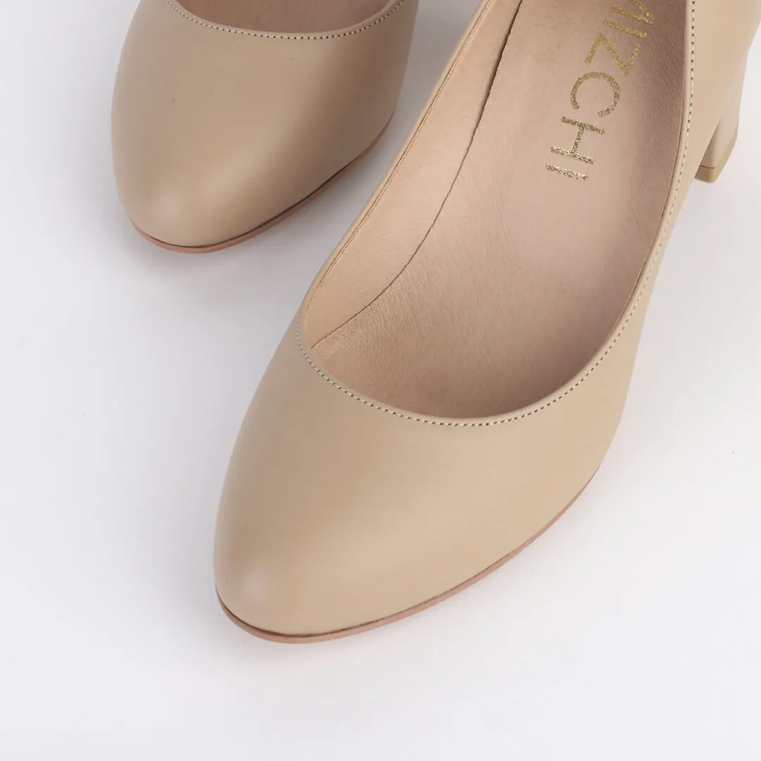 *UK size 13 - DEBBIE - beige, 8cm heels