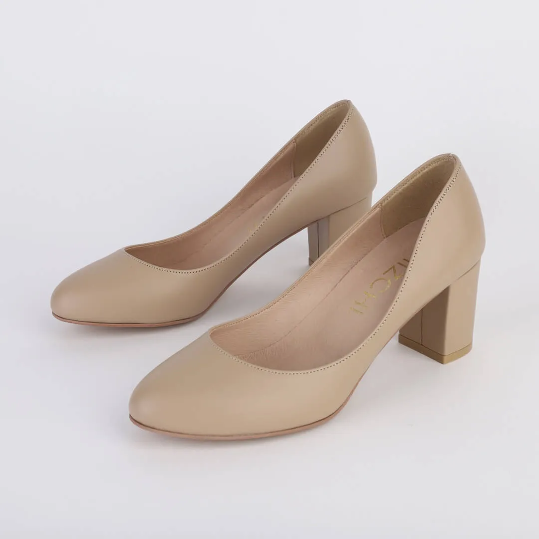 *UK size 13 - DEBBIE - beige, 8cm heels