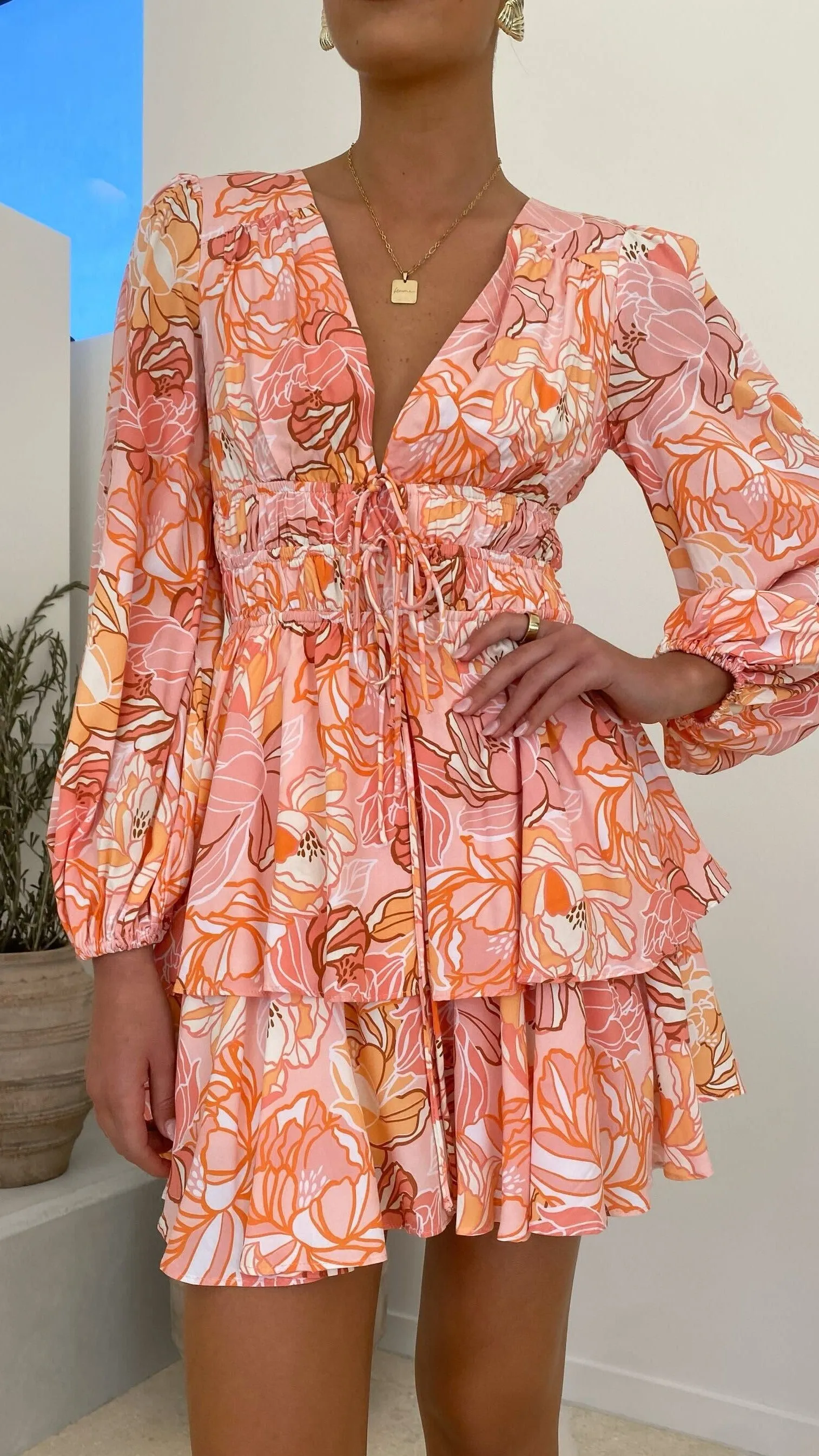 Umi Mini Dress - Pink/Orange Floral