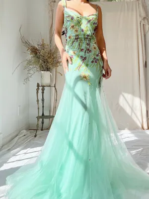 Vintage Alberto Makali Painted Tulle Dress - S