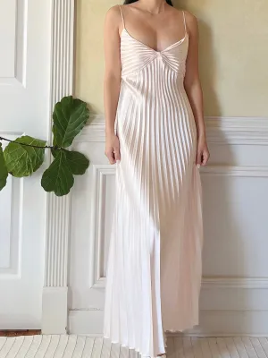Vintage Blush Pleated Satin Dress - S