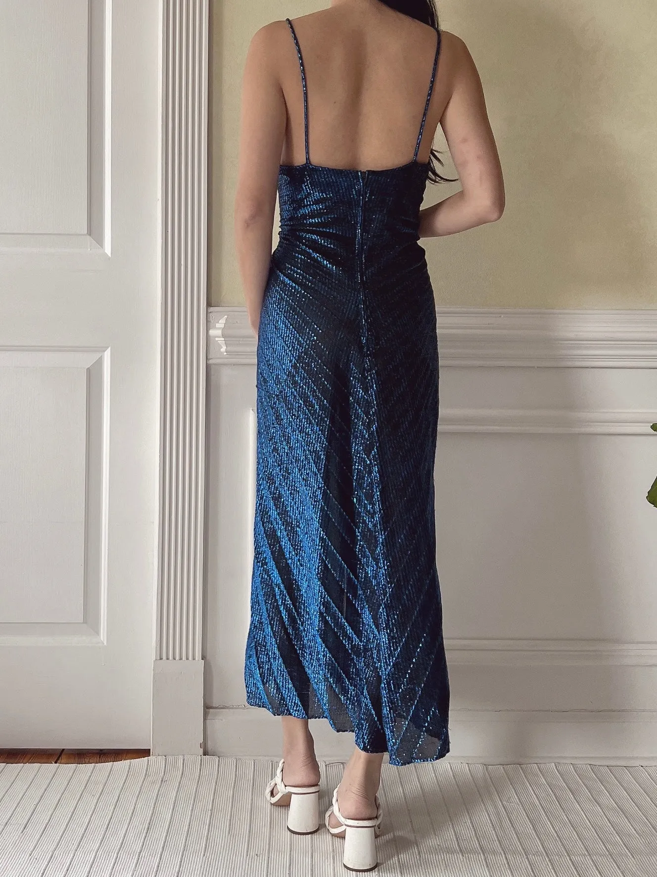 Vintage Electric Blue Lurex Dress - S