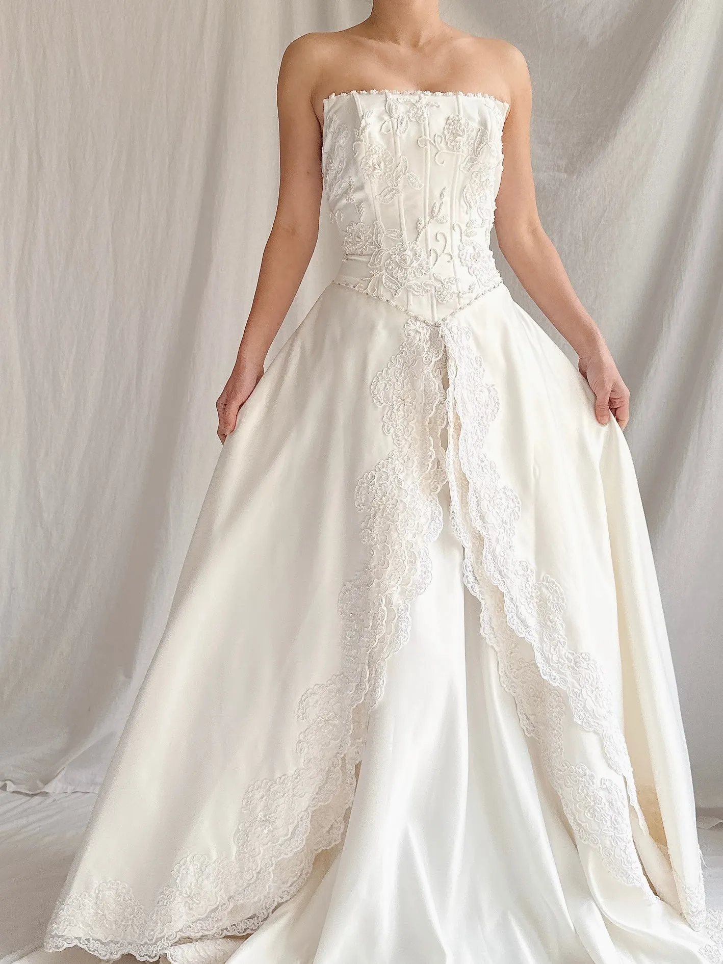 Vintage Embelished Basque Waist Gown - S