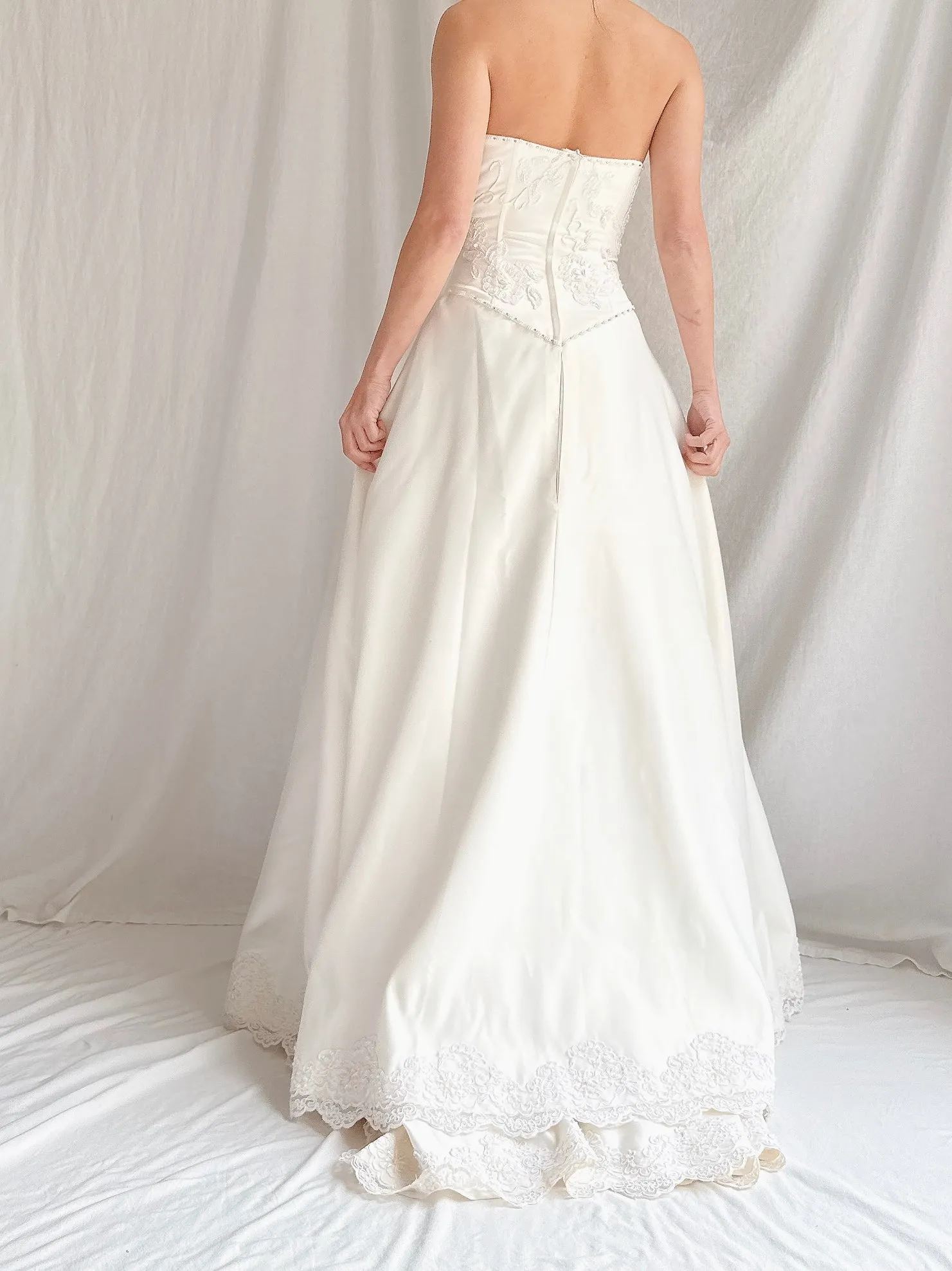 Vintage Embelished Basque Waist Gown - S