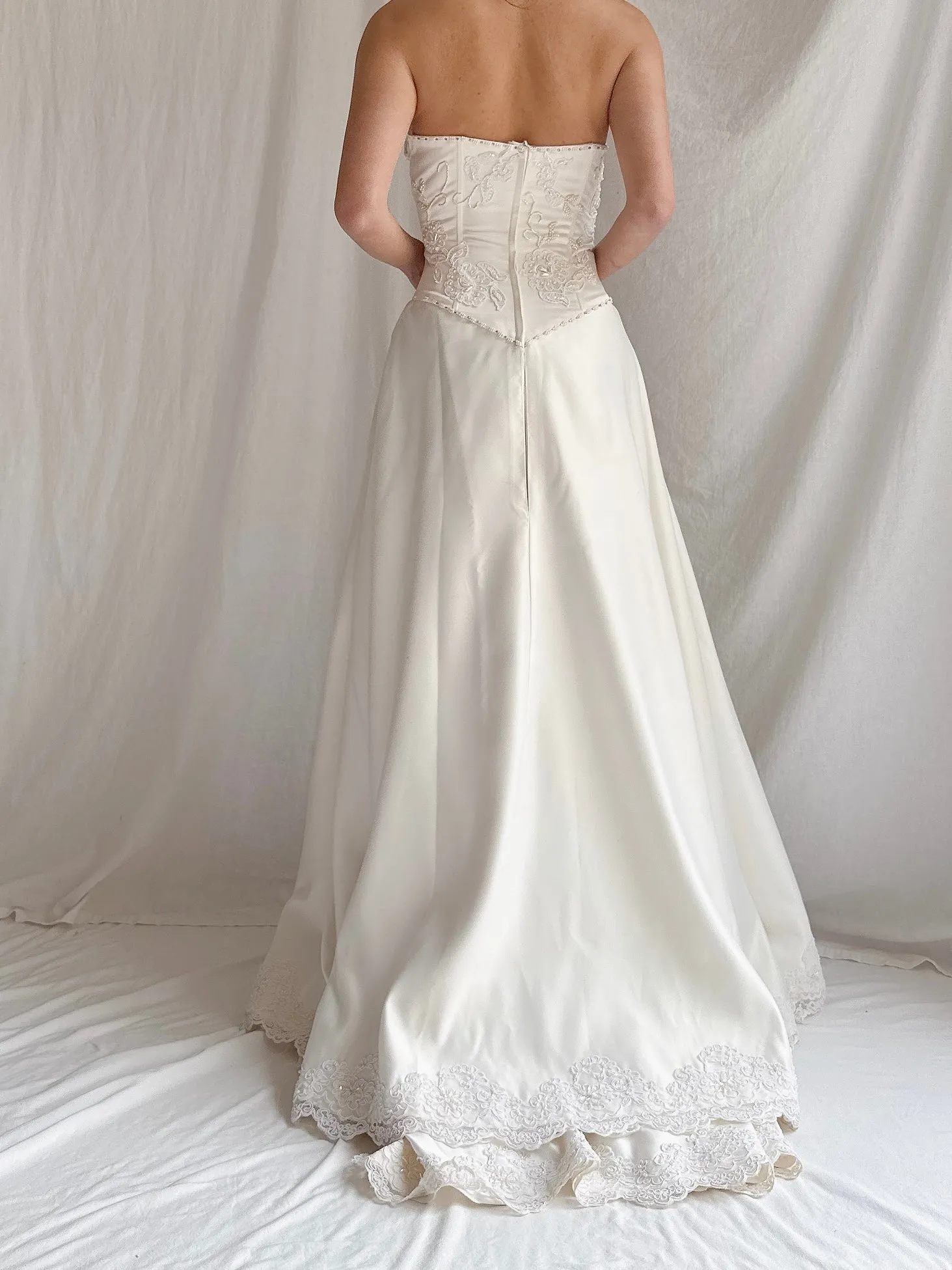 Vintage Embelished Basque Waist Gown - S