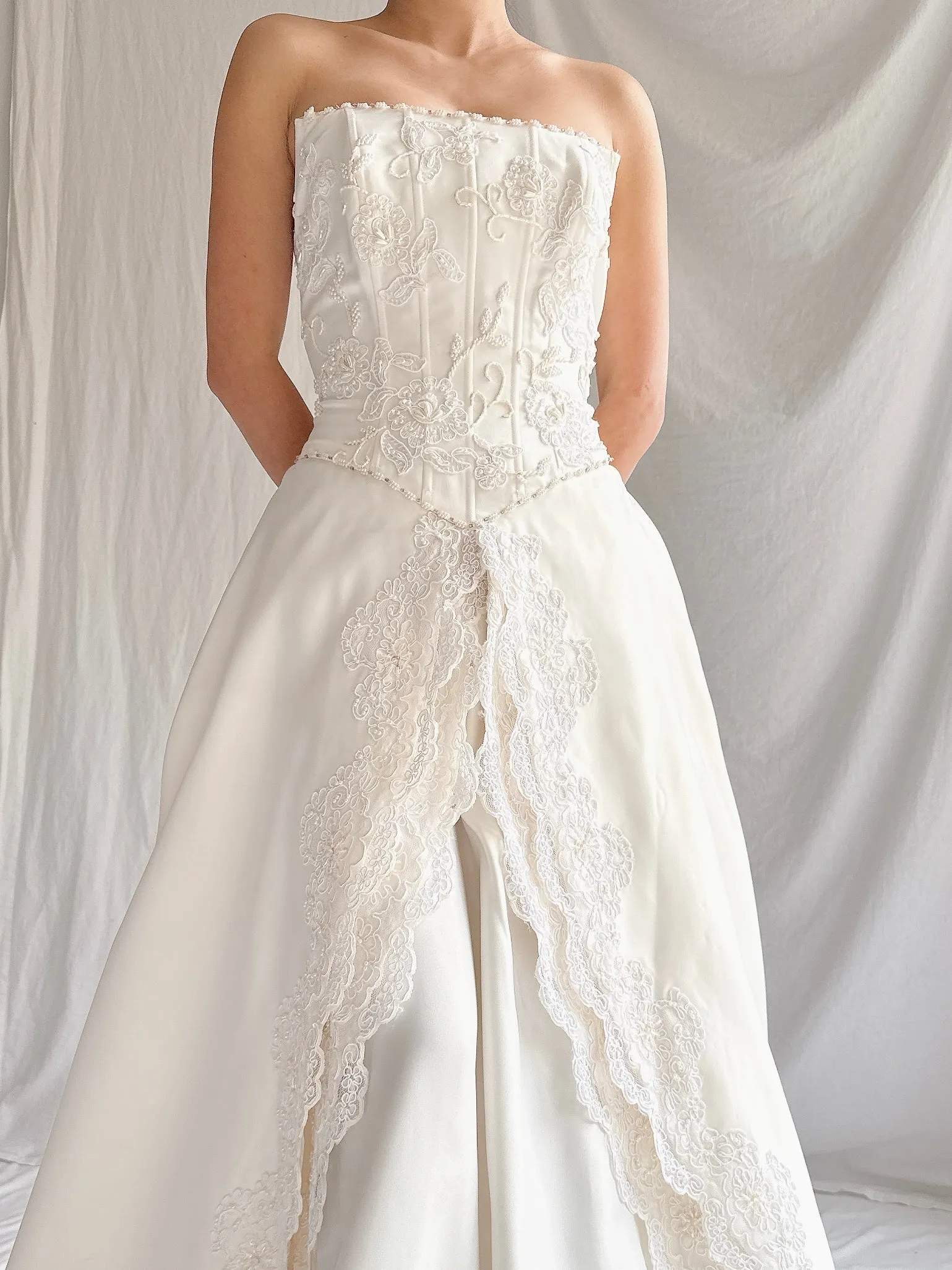 Vintage Embelished Basque Waist Gown - S