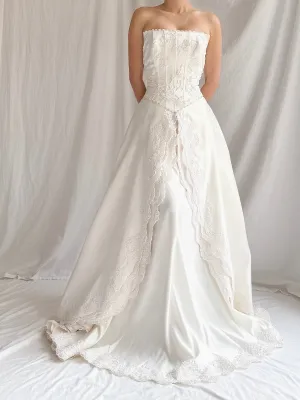 Vintage Embelished Basque Waist Gown - S