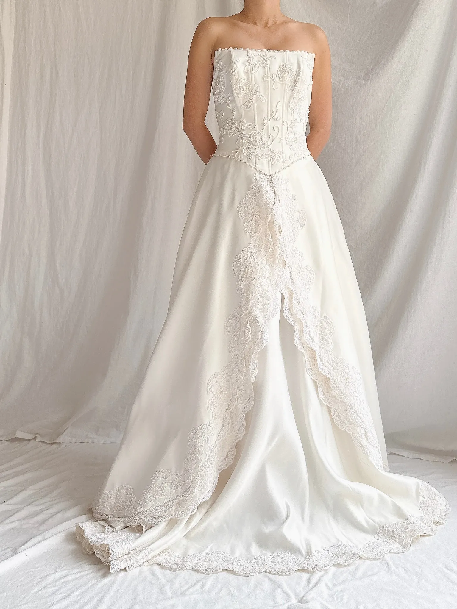 Vintage Embelished Basque Waist Gown - S