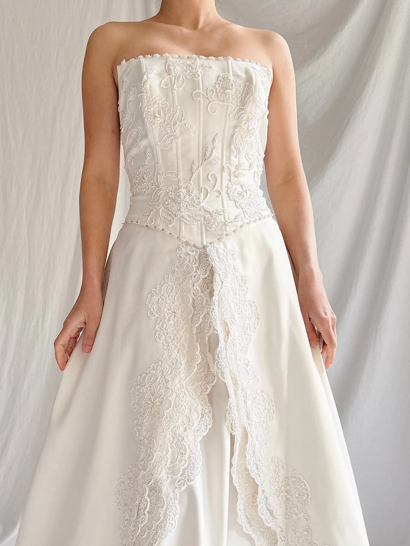 Vintage Embelished Basque Waist Gown - S
