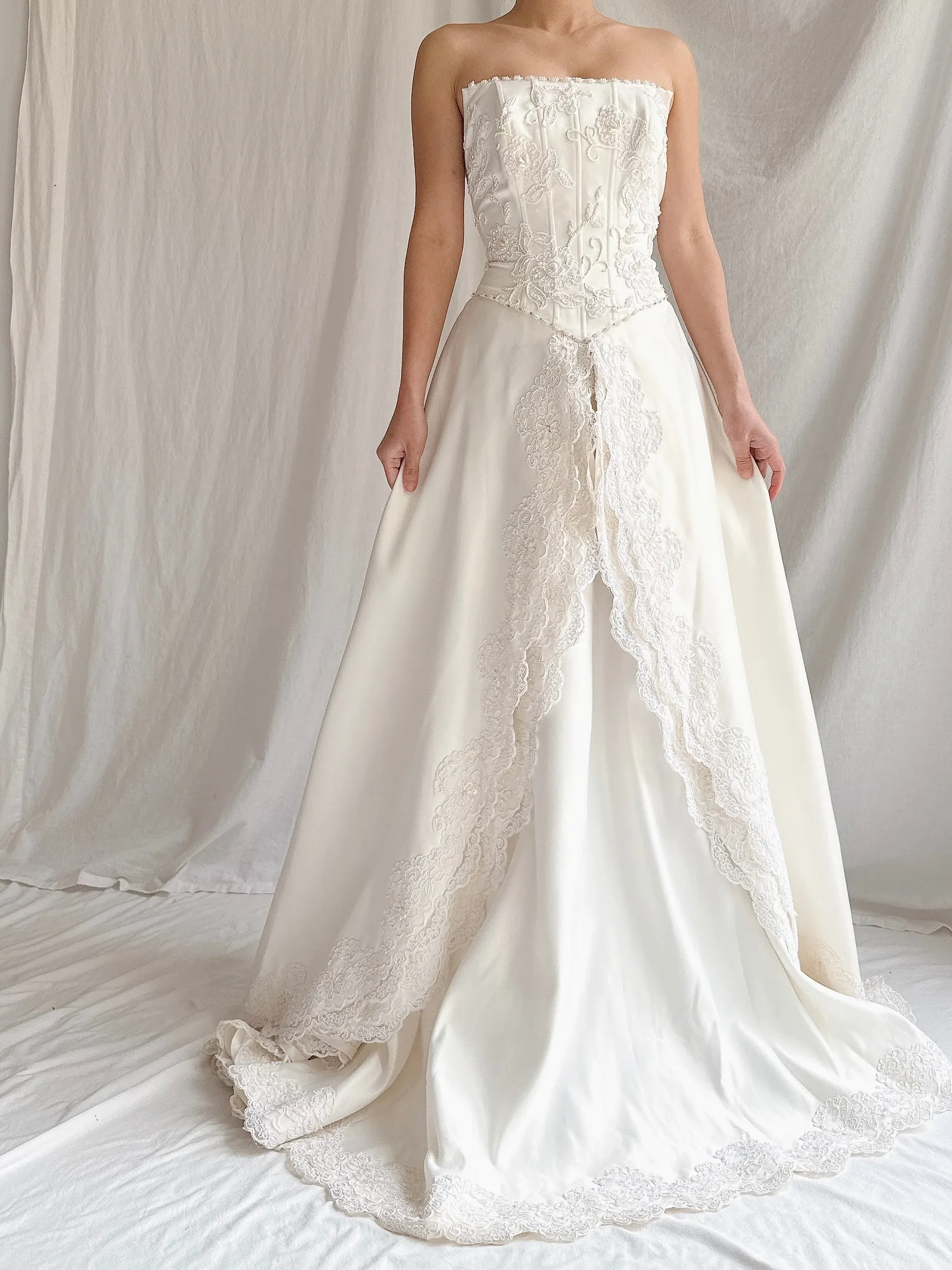 Vintage Embelished Basque Waist Gown - S