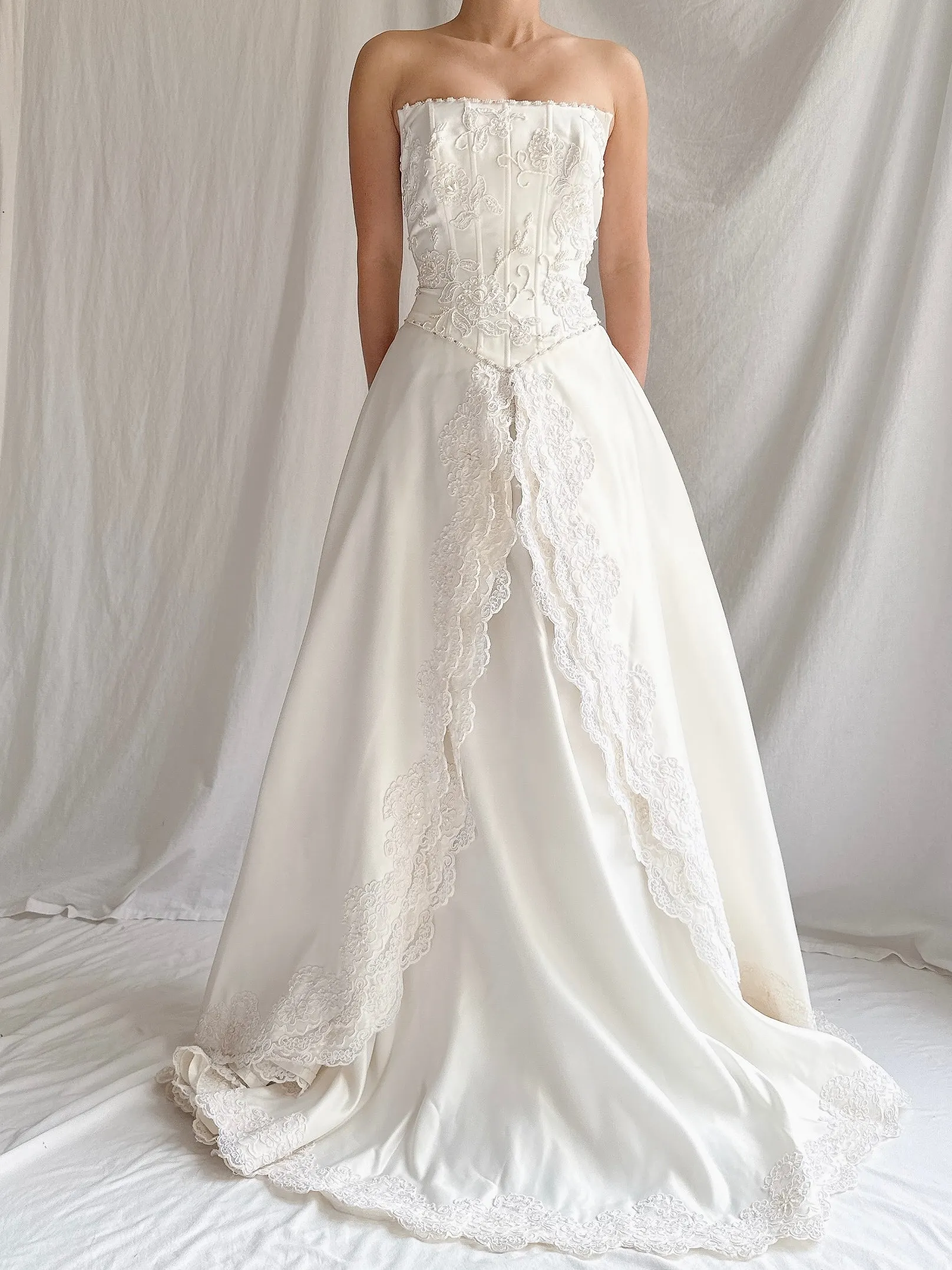 Vintage Embelished Basque Waist Gown - S