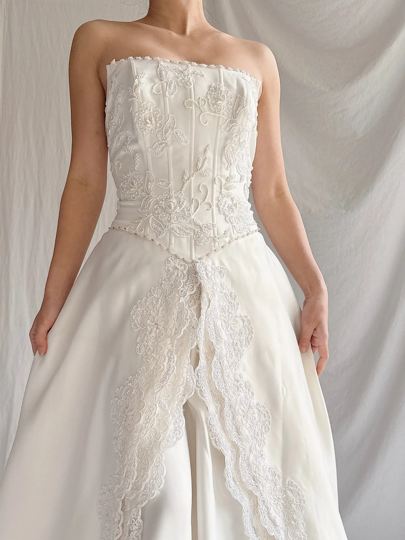 Vintage Embelished Basque Waist Gown - S