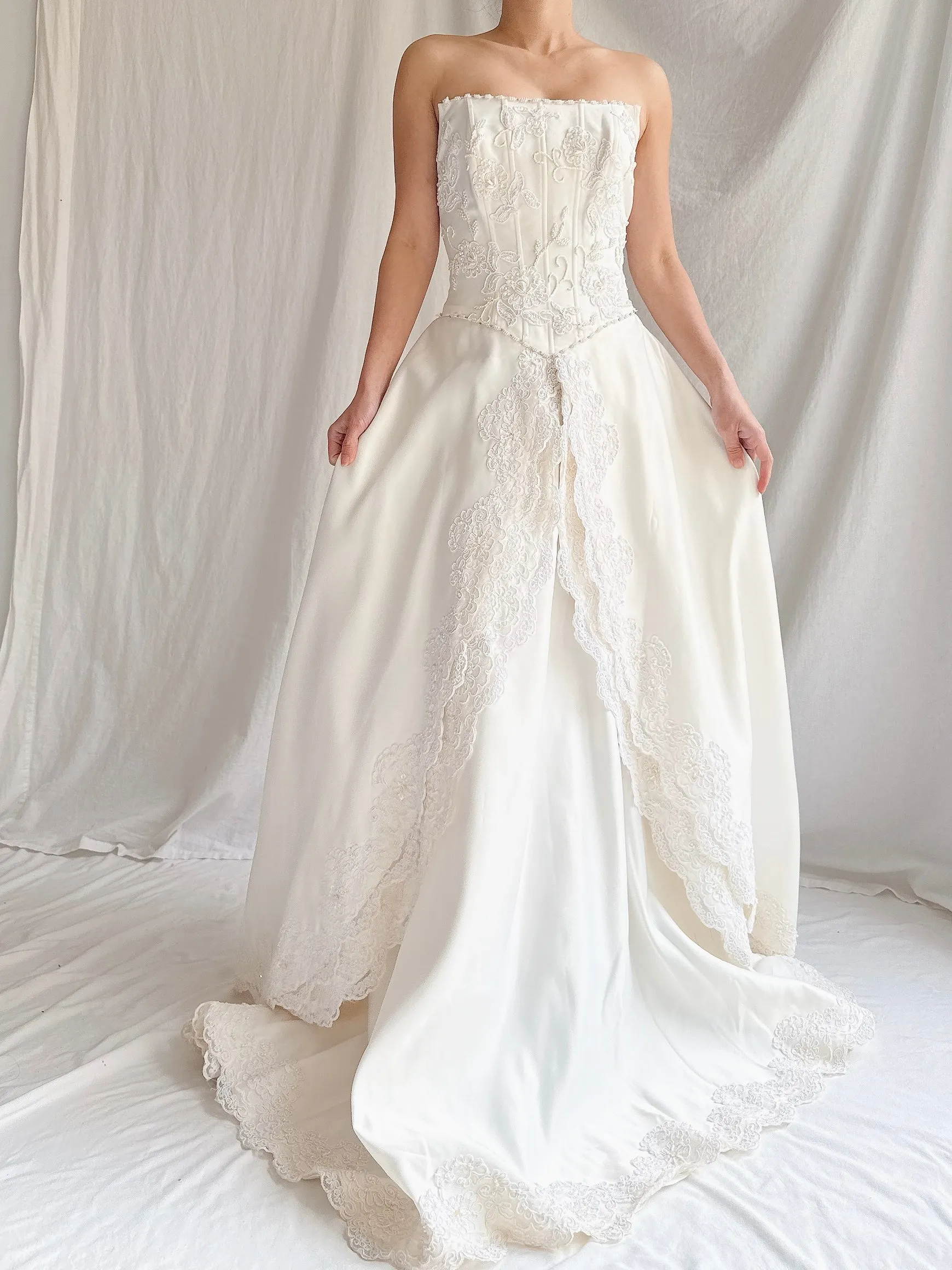 Vintage Embelished Basque Waist Gown - S