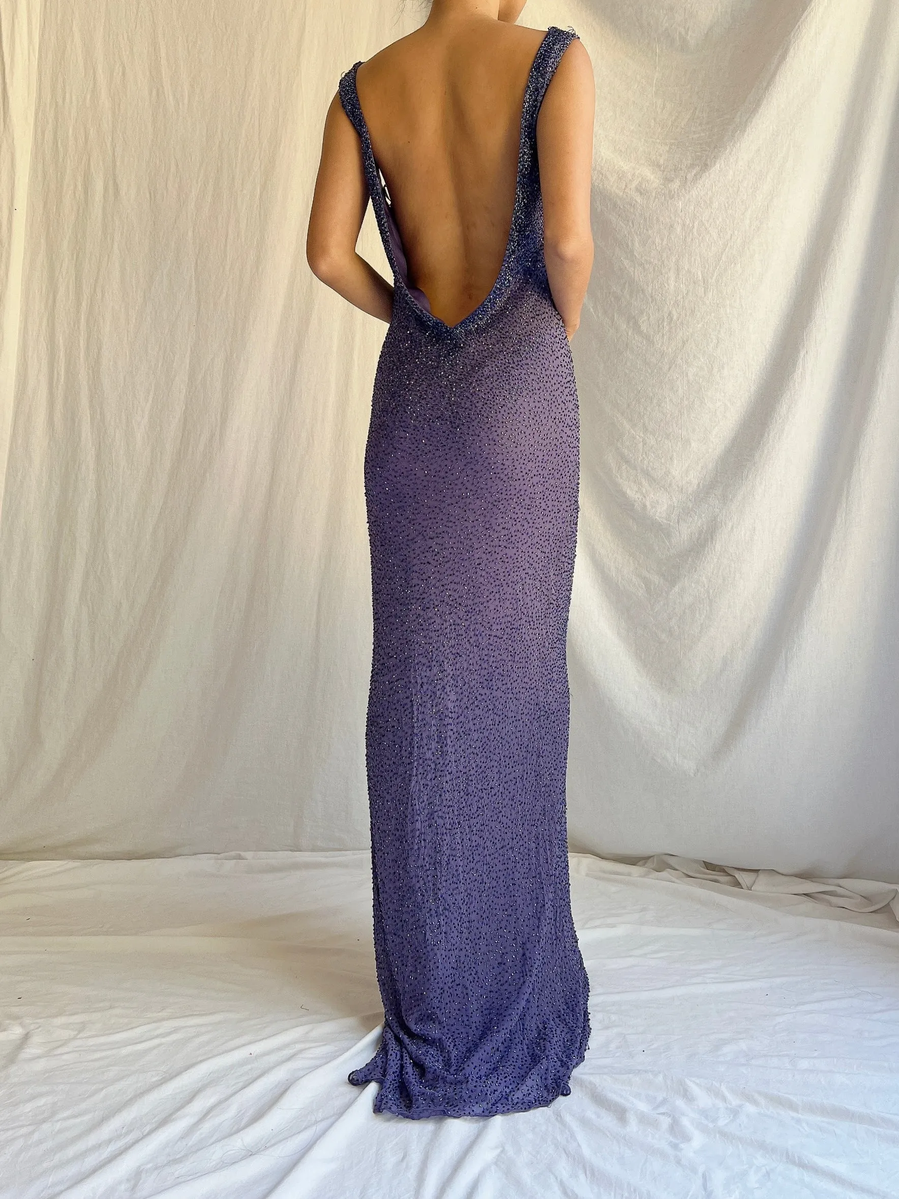 Vintage Jenny Packham Silk Beaded Gown - M/L