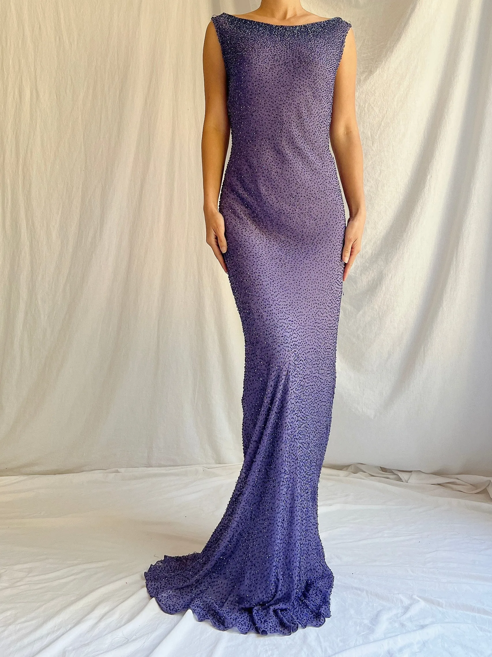 Vintage Jenny Packham Silk Beaded Gown - M/L