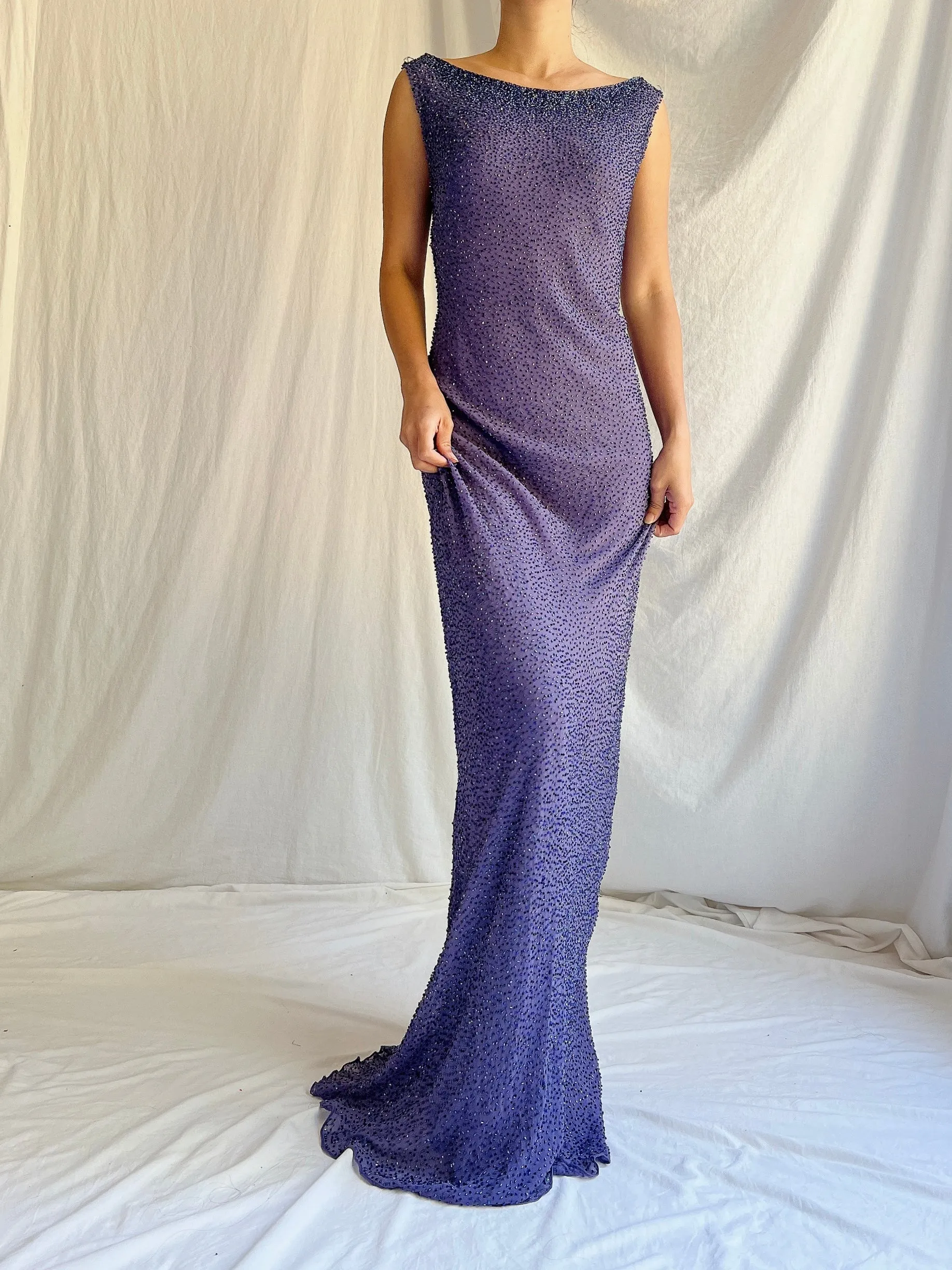 Vintage Jenny Packham Silk Beaded Gown - M/L