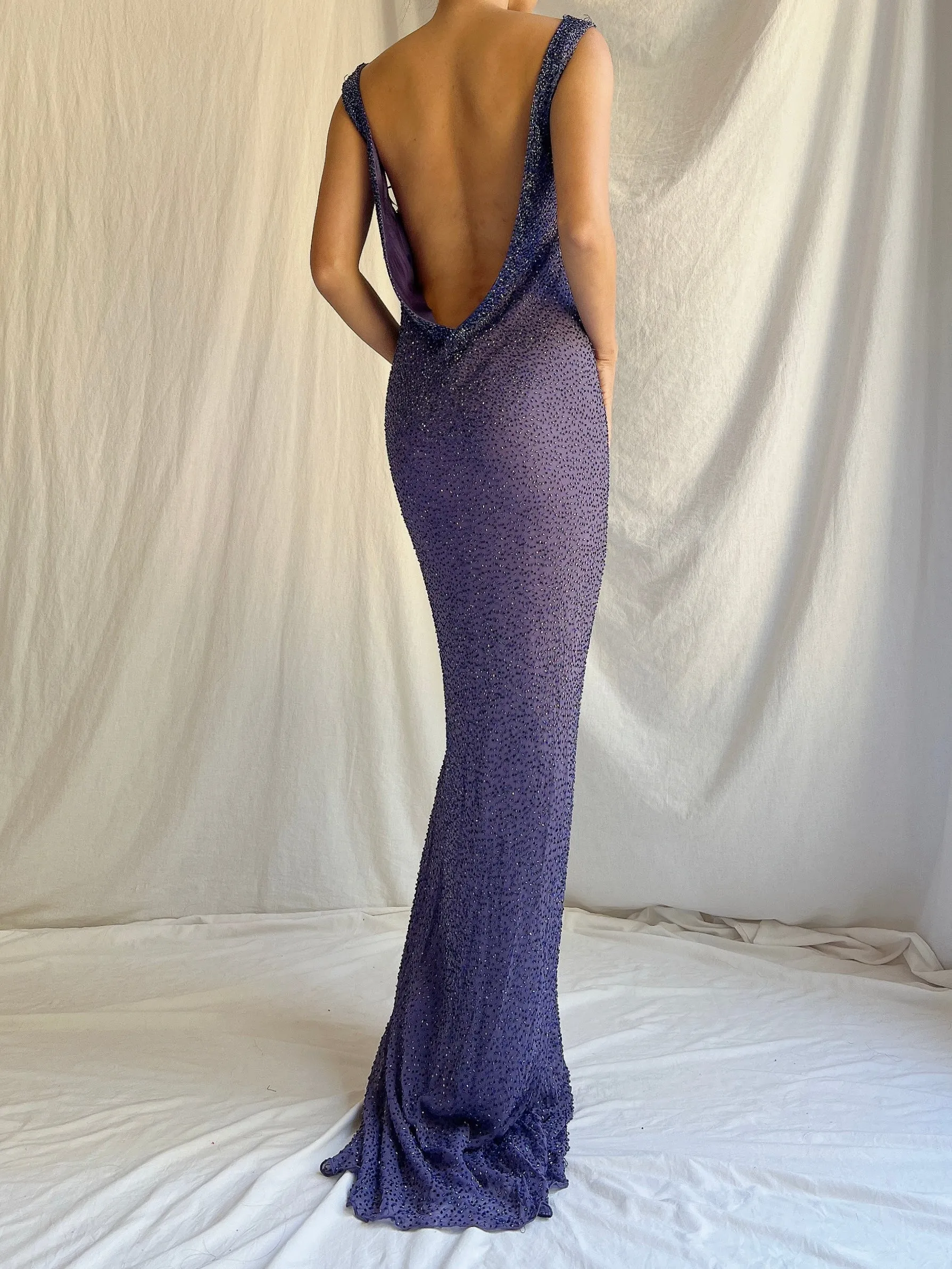 Vintage Jenny Packham Silk Beaded Gown - M/L