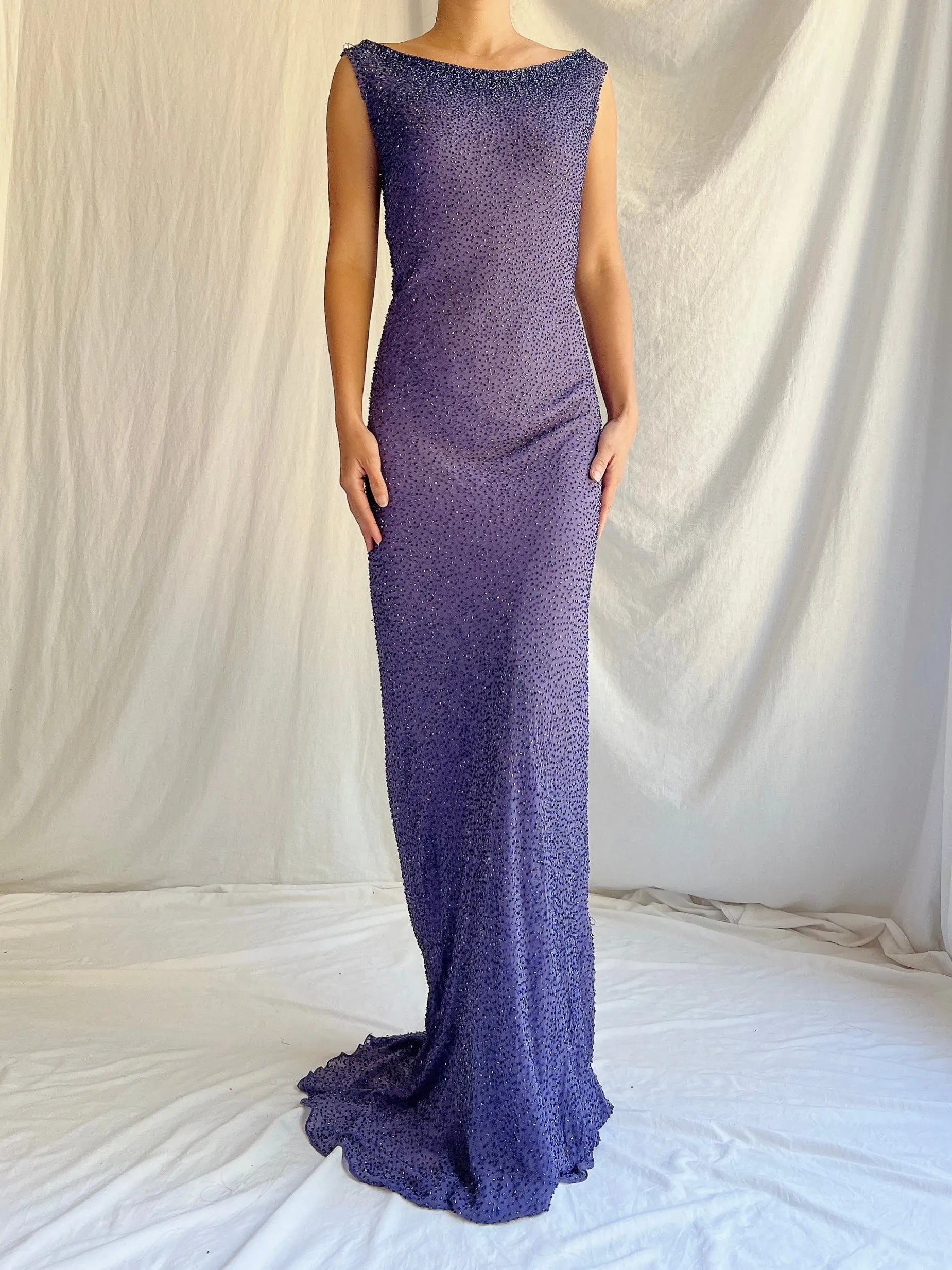 Vintage Jenny Packham Silk Beaded Gown - M/L