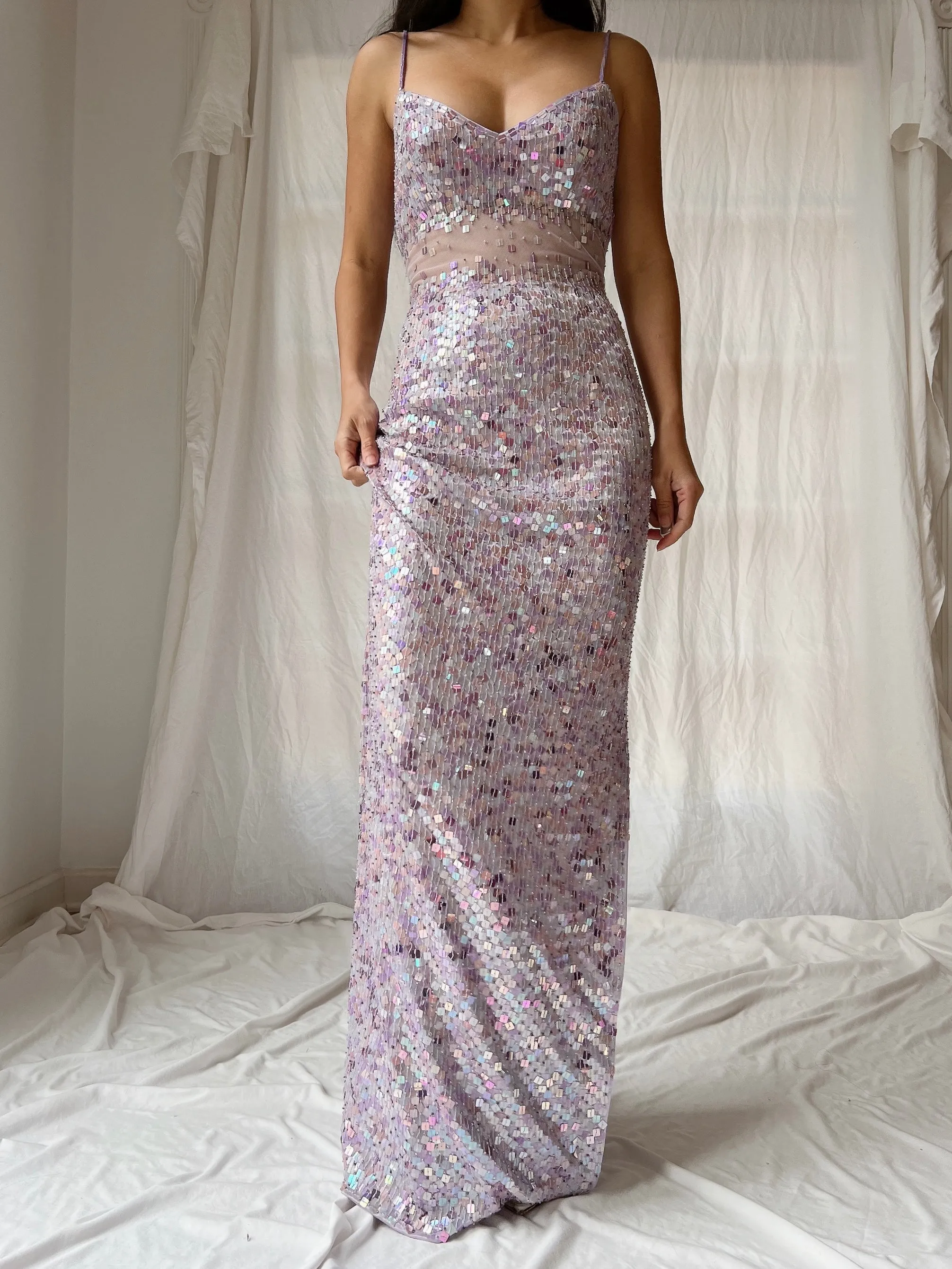 Vintage Lavender Sequins Dress - S