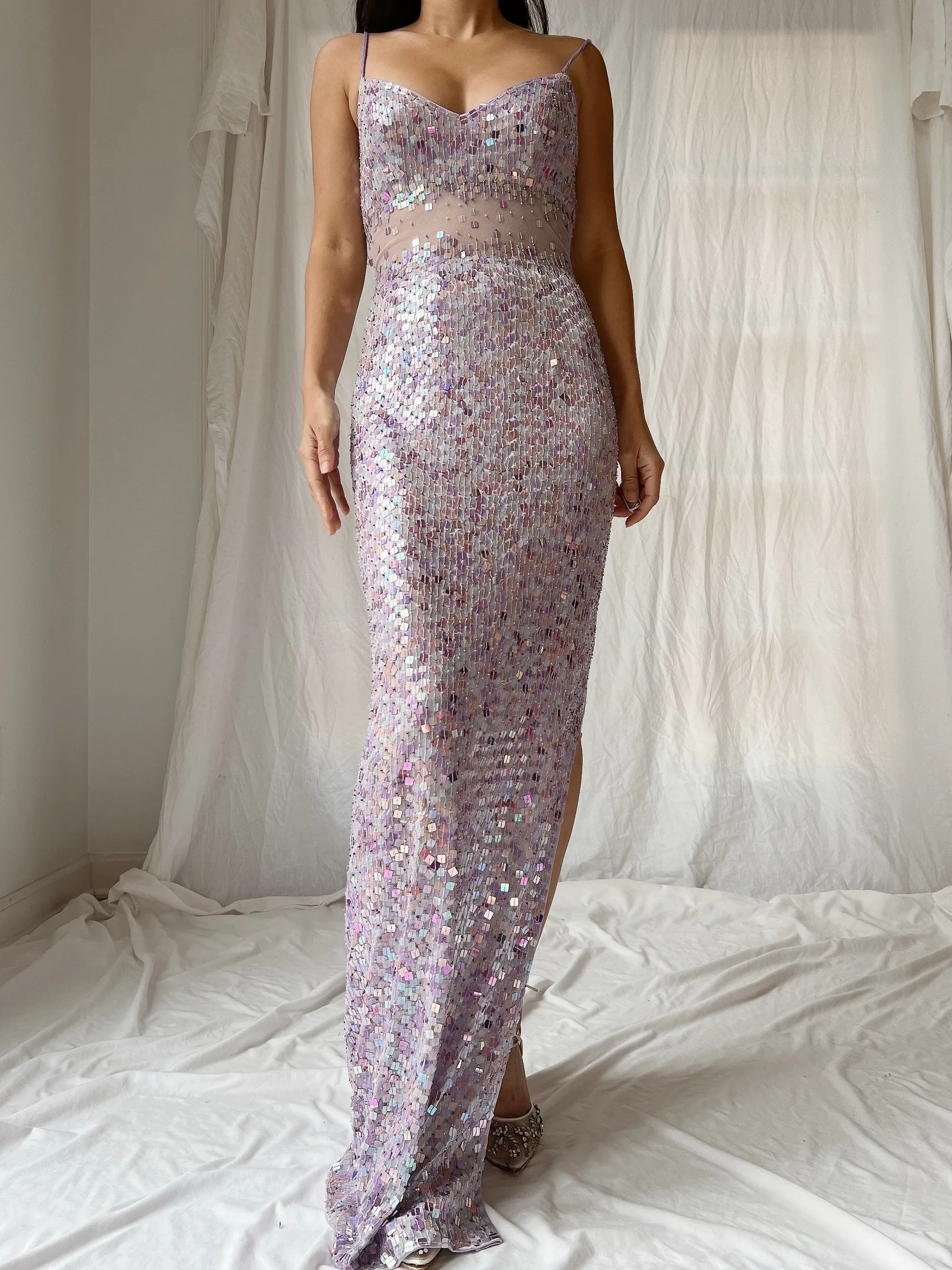 Vintage Lavender Sequins Dress - S