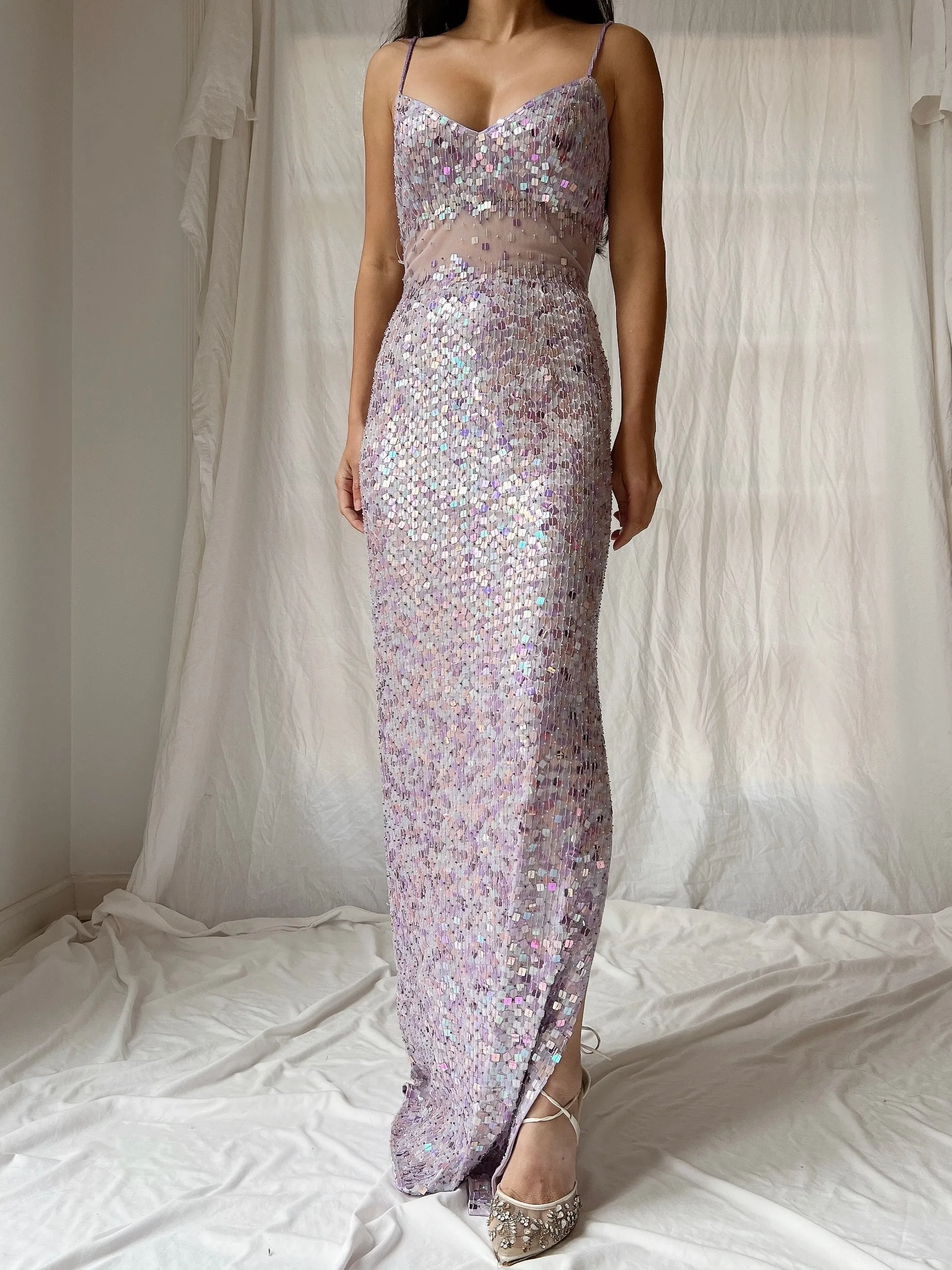 Vintage Lavender Sequins Dress - S