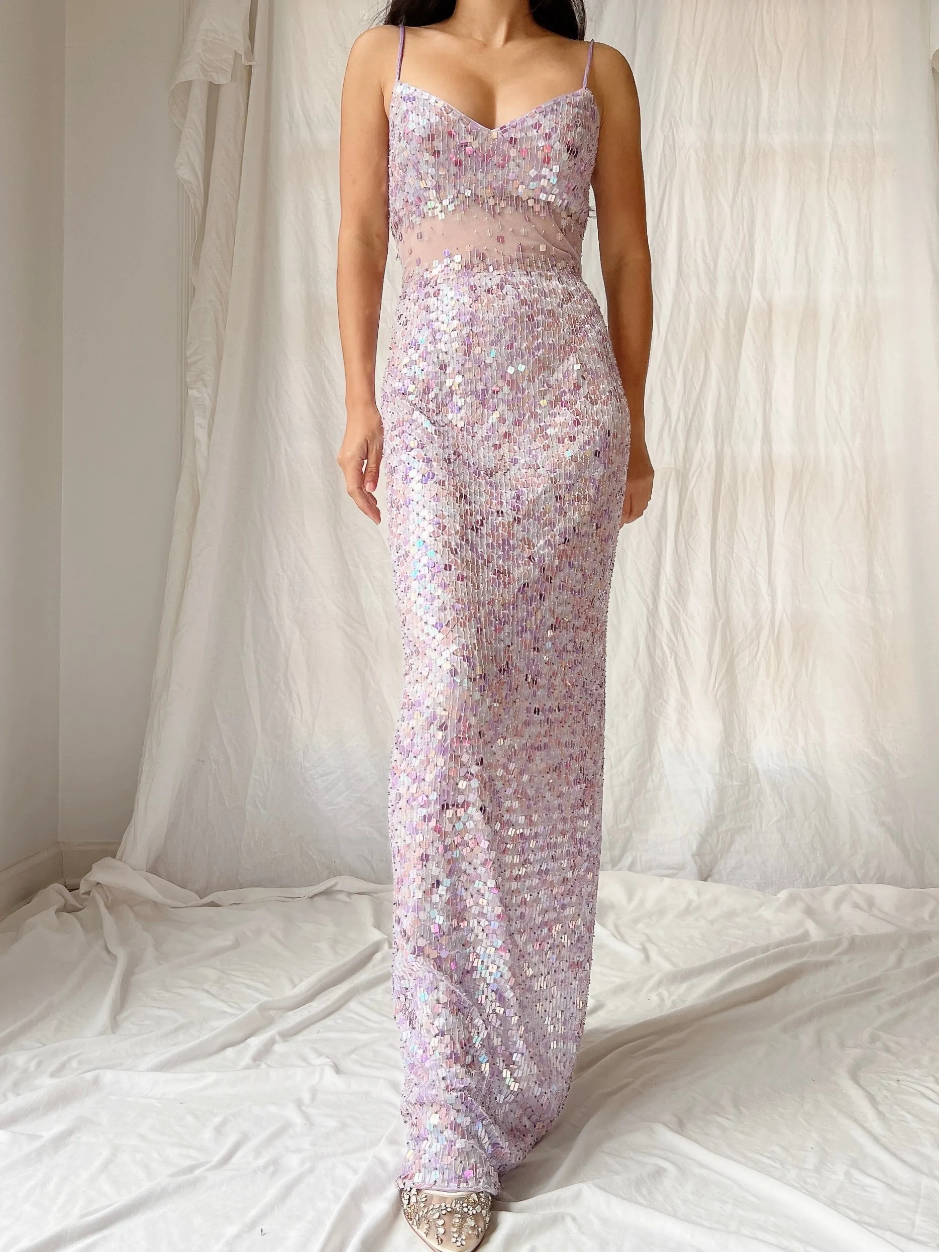 Vintage Lavender Sequins Dress - S