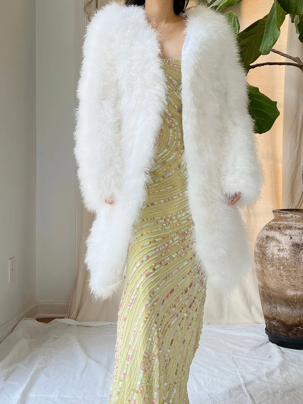 Vintage Long Feather Coat - S/M